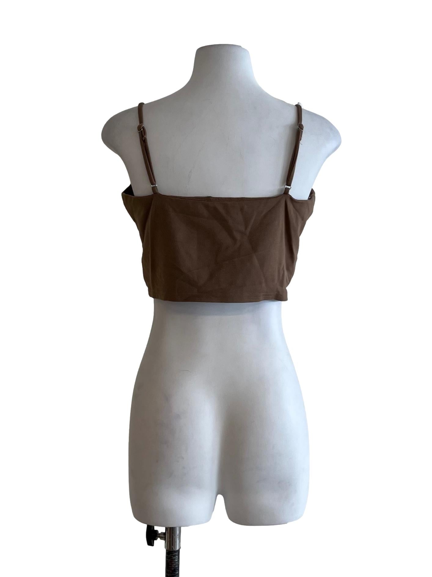 Peanut Brown Spaghetti Strap Sleeveless Top