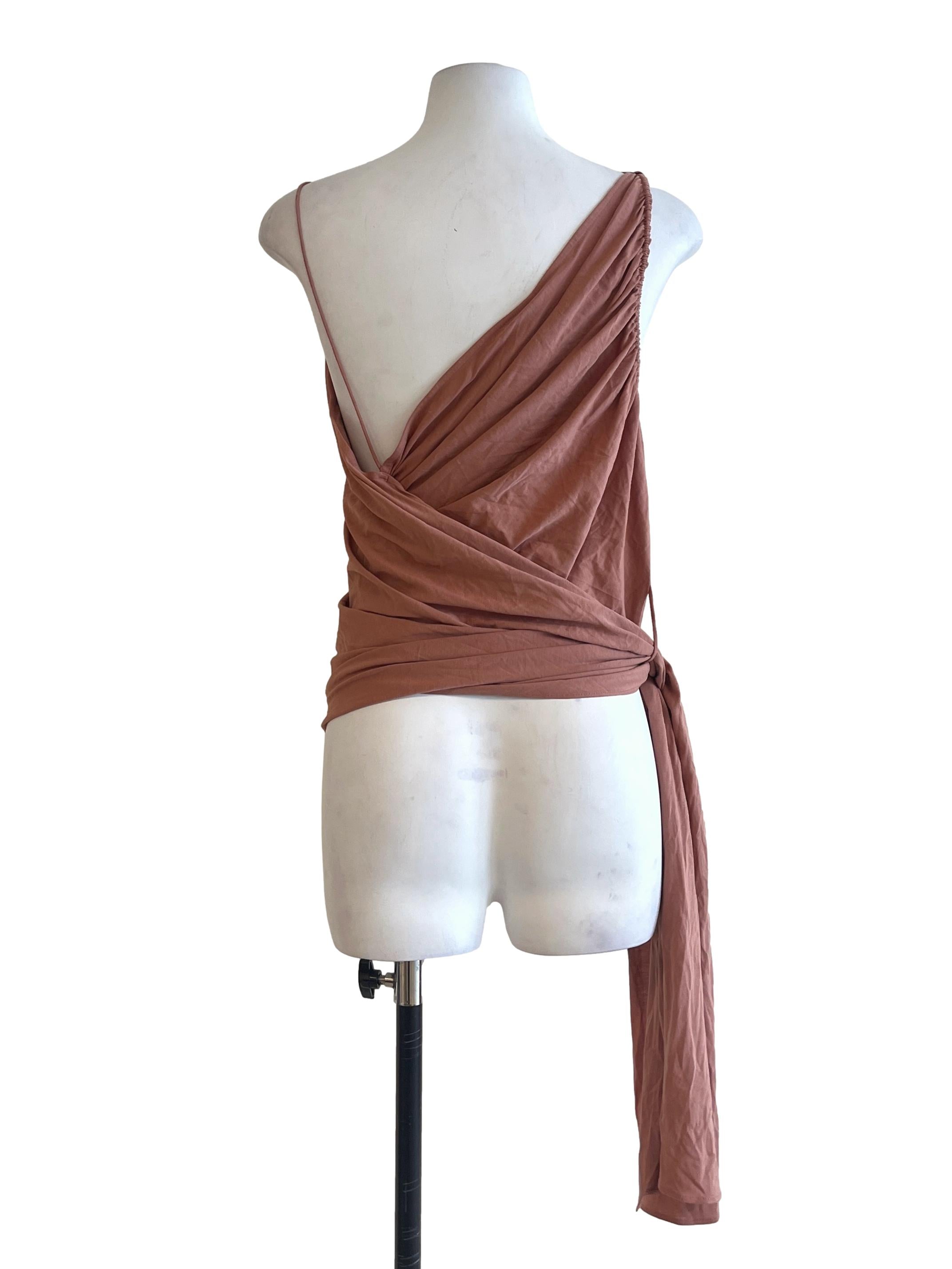 Peach Pink Halter Asymmetrical Sleeveless Top