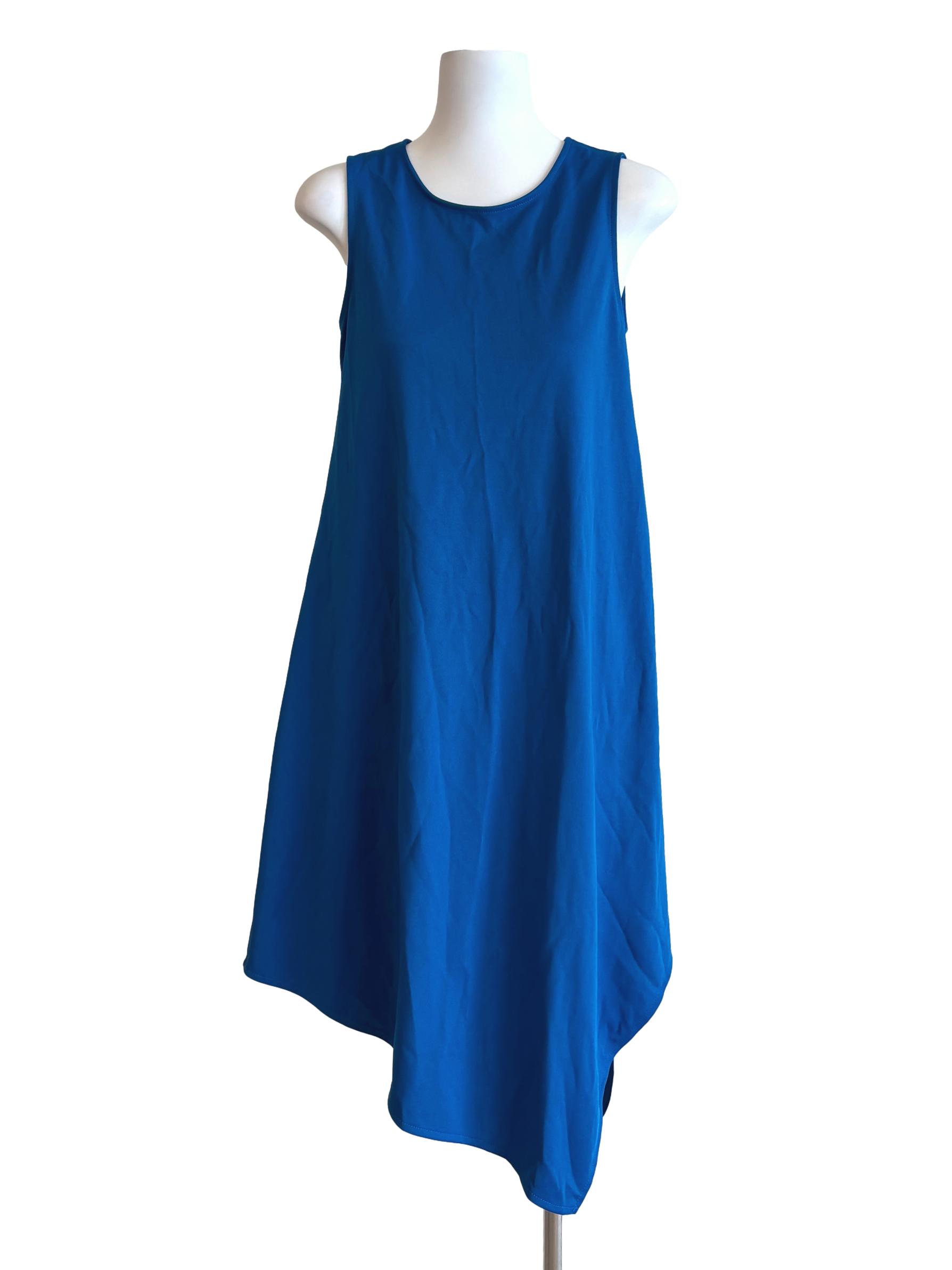 Blue Sleeveless Round Neck Asymmetrical Dress LB
