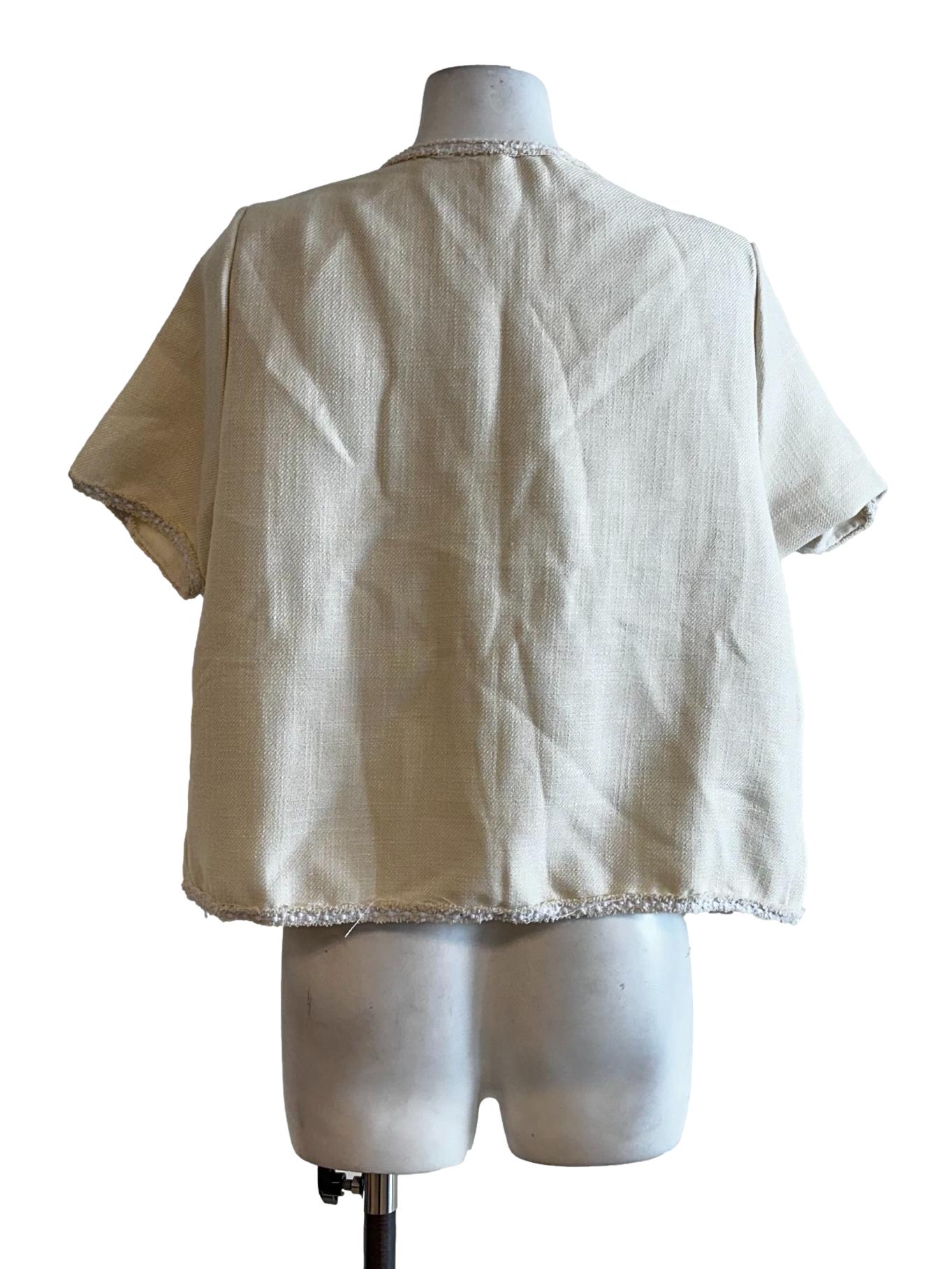 Off White Textured Pattern Tops