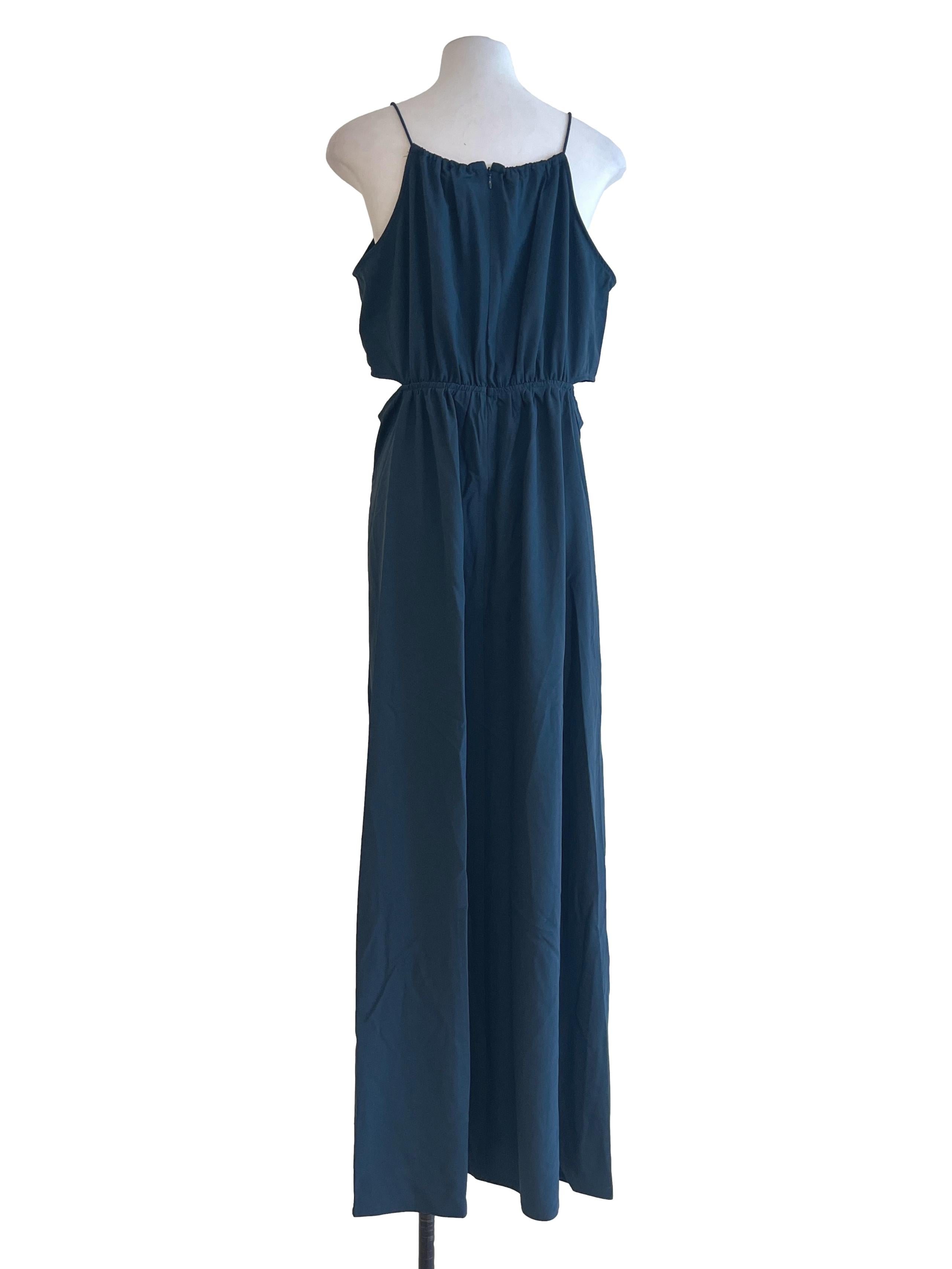 Spruce Blue Halter Neck Sleeveless Dress