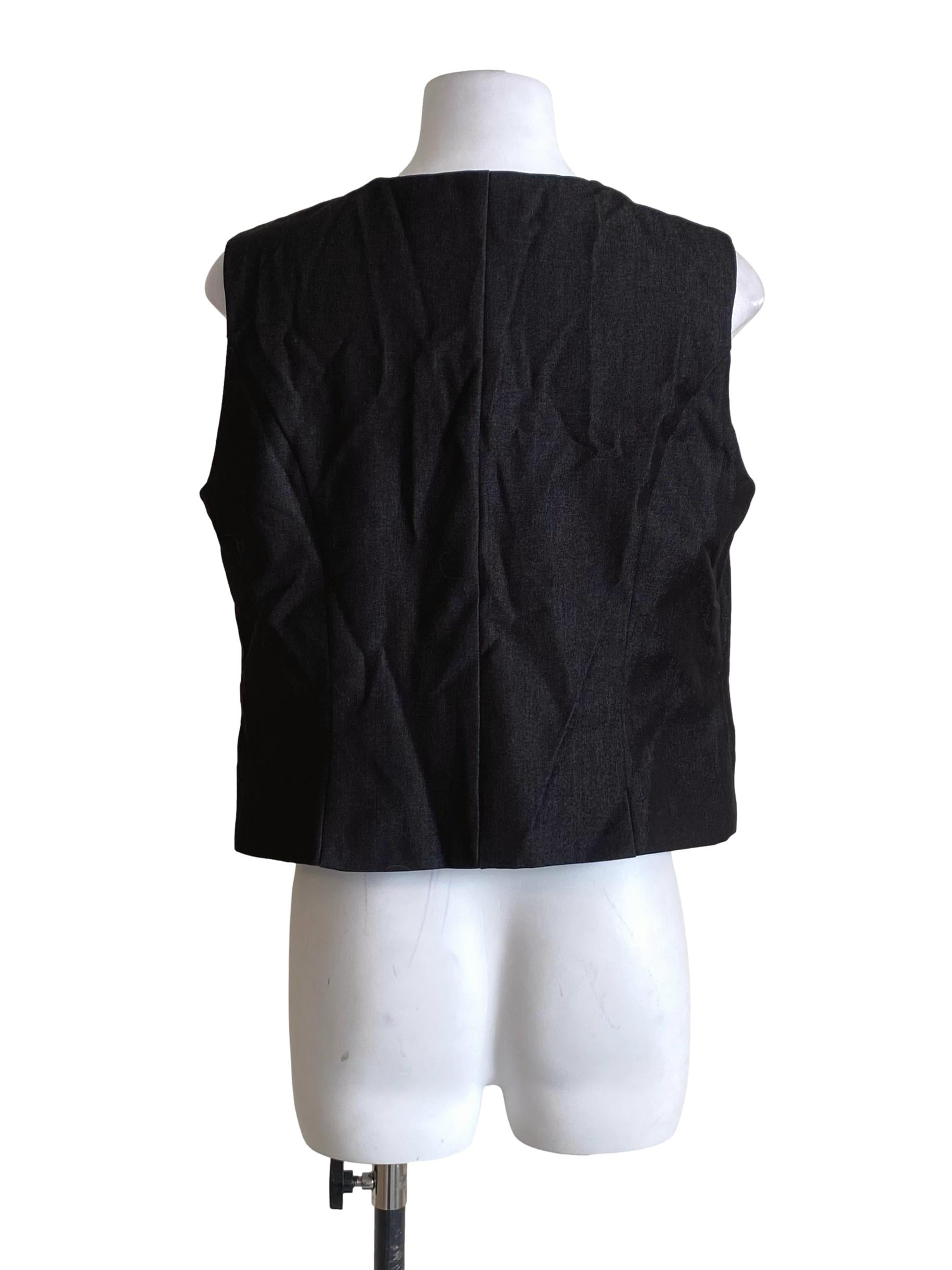 Coal Black V-Neck Zipper Down Vest