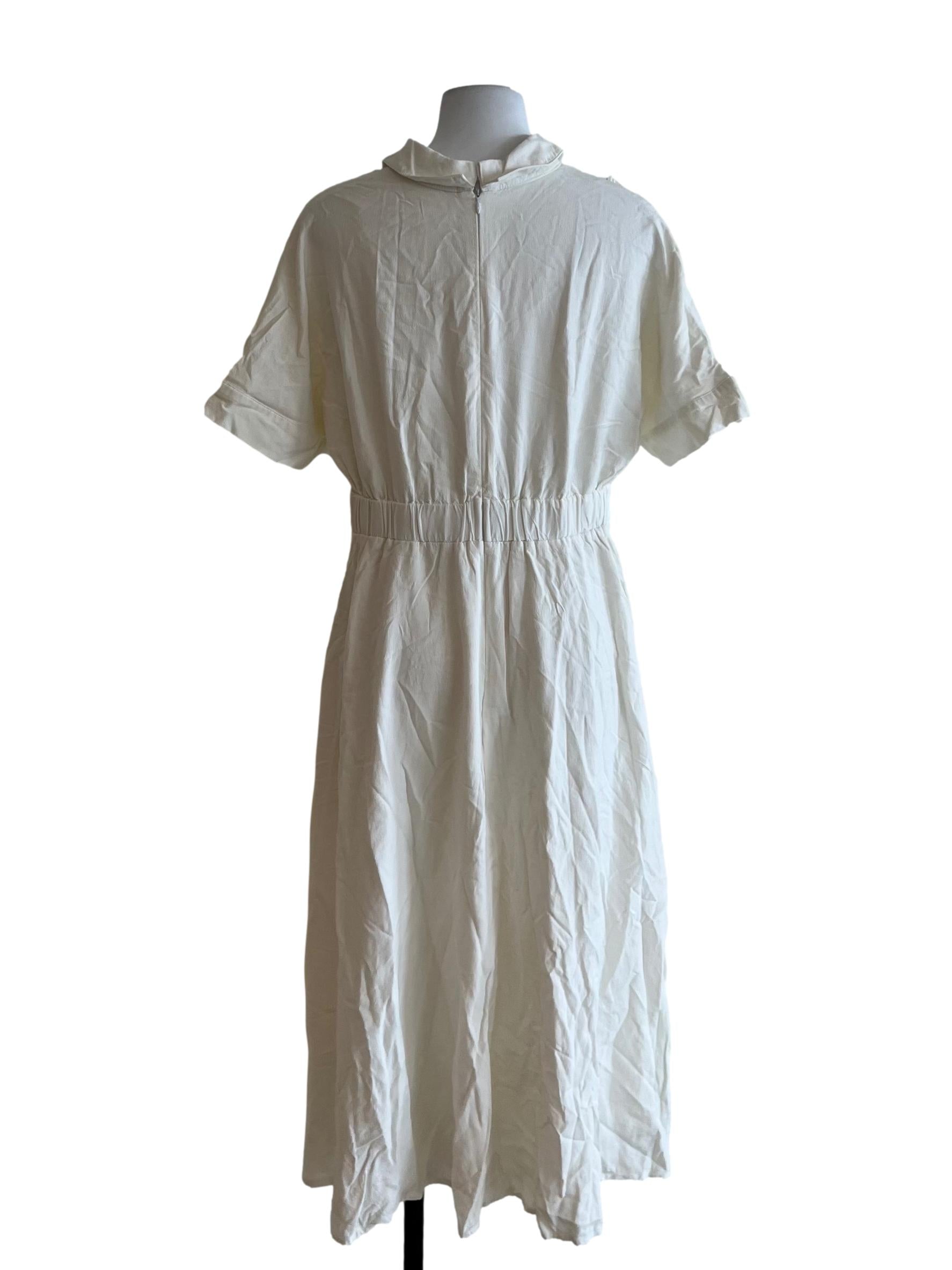 White Wing Collar Empire Dress