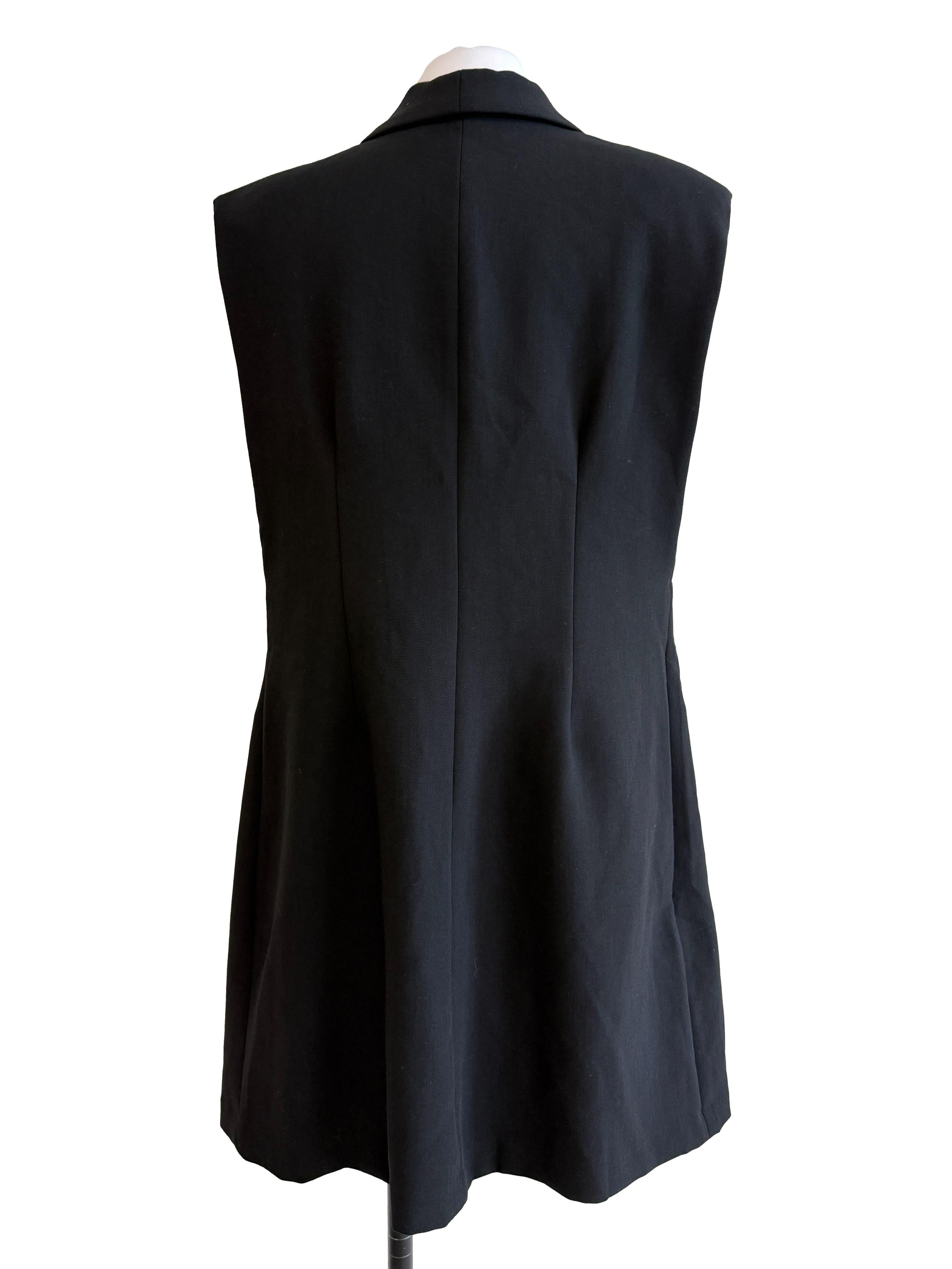 Black Buttoned Sleeveless Blazer