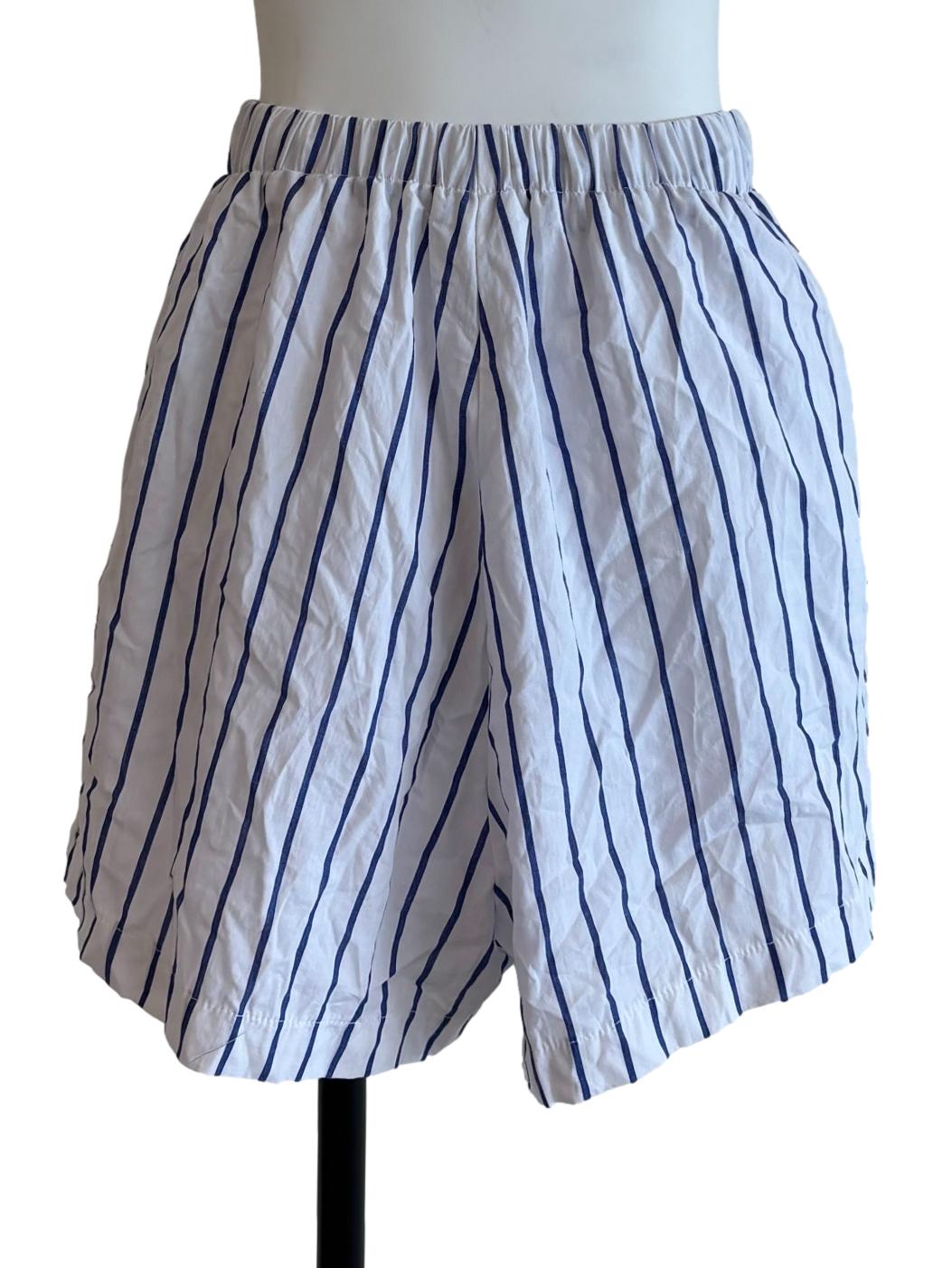White Stripes Relaxed Shorts