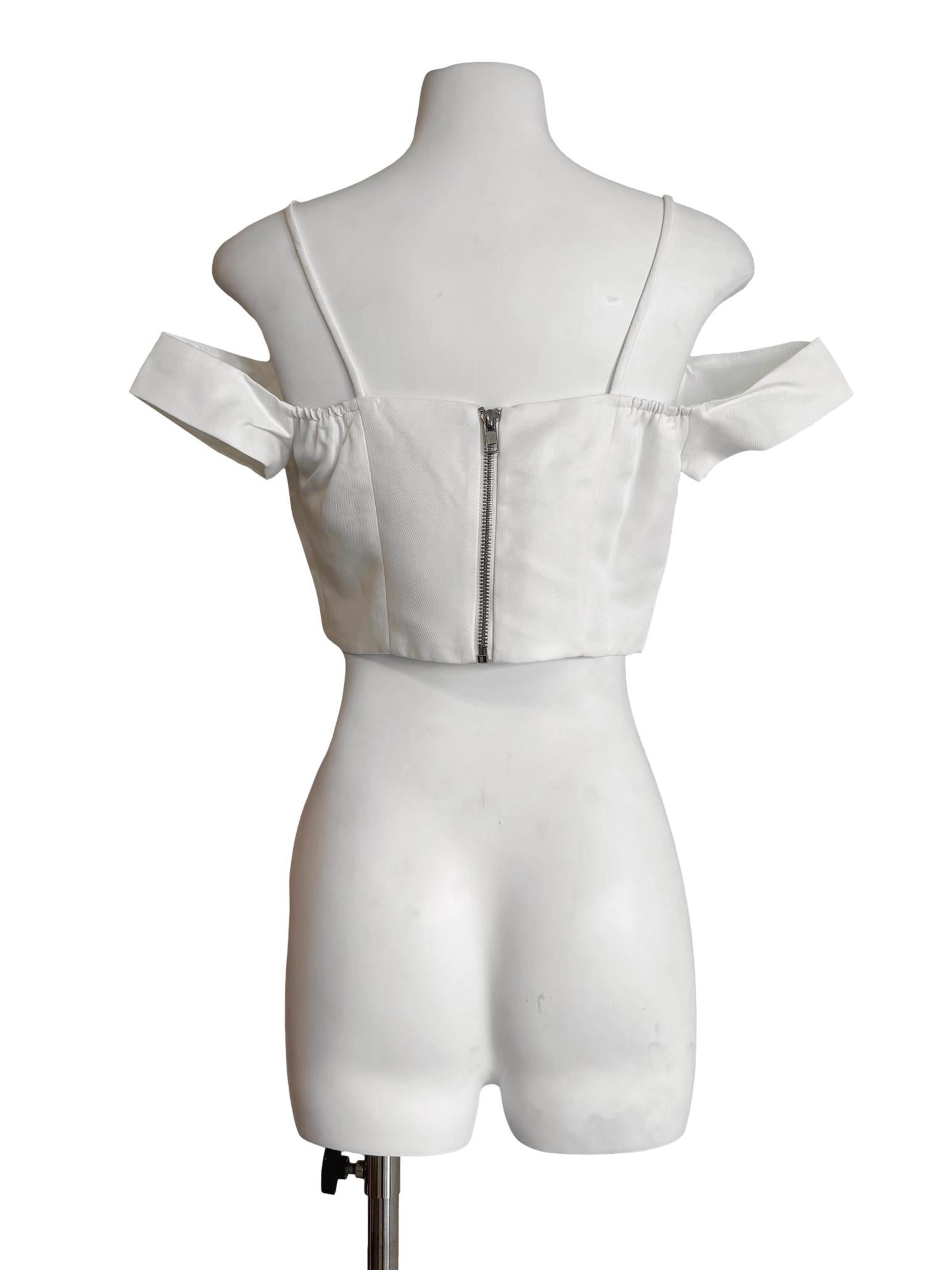 Pearl White Off Shoulder Camisole Crop Top LB