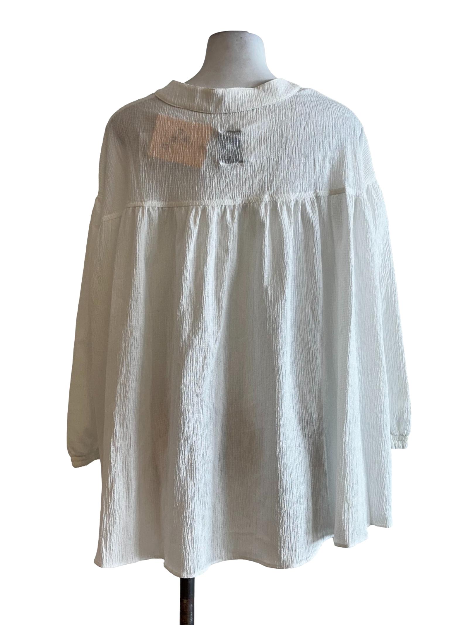 White Textured Pattern Tops