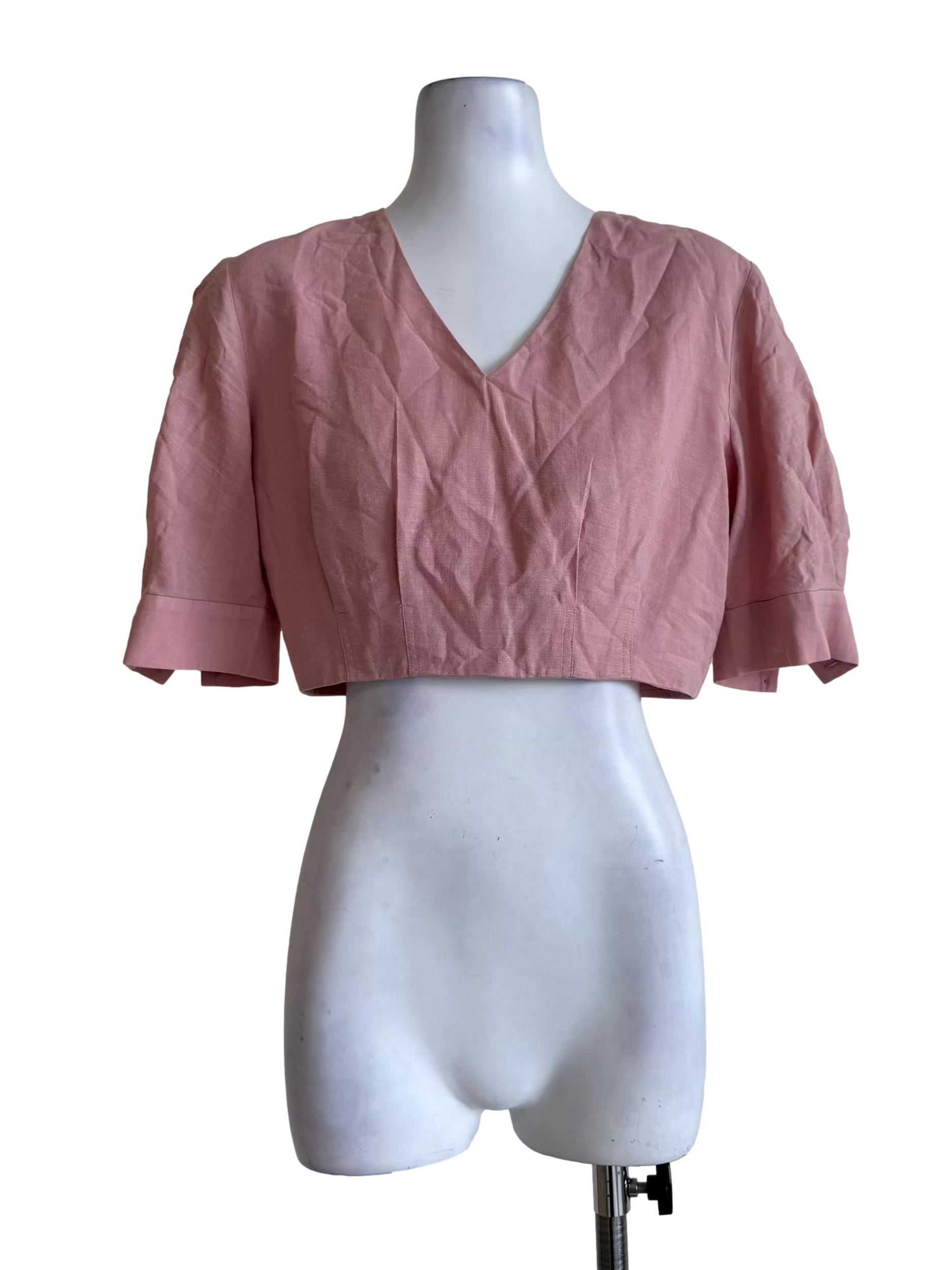 Pink Textured Crop Top OSN