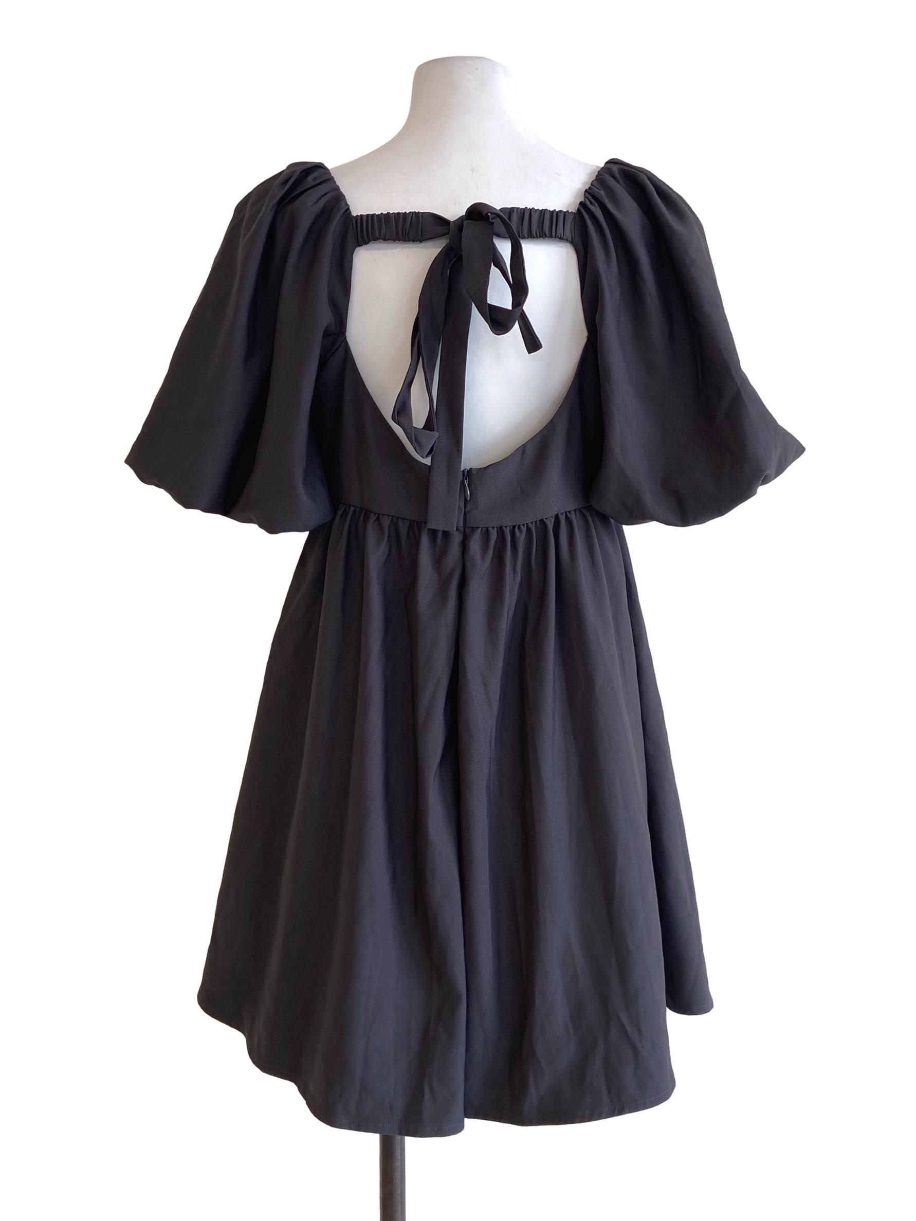 Smoke Grey Twill Juliet Sleeve Tent Dress