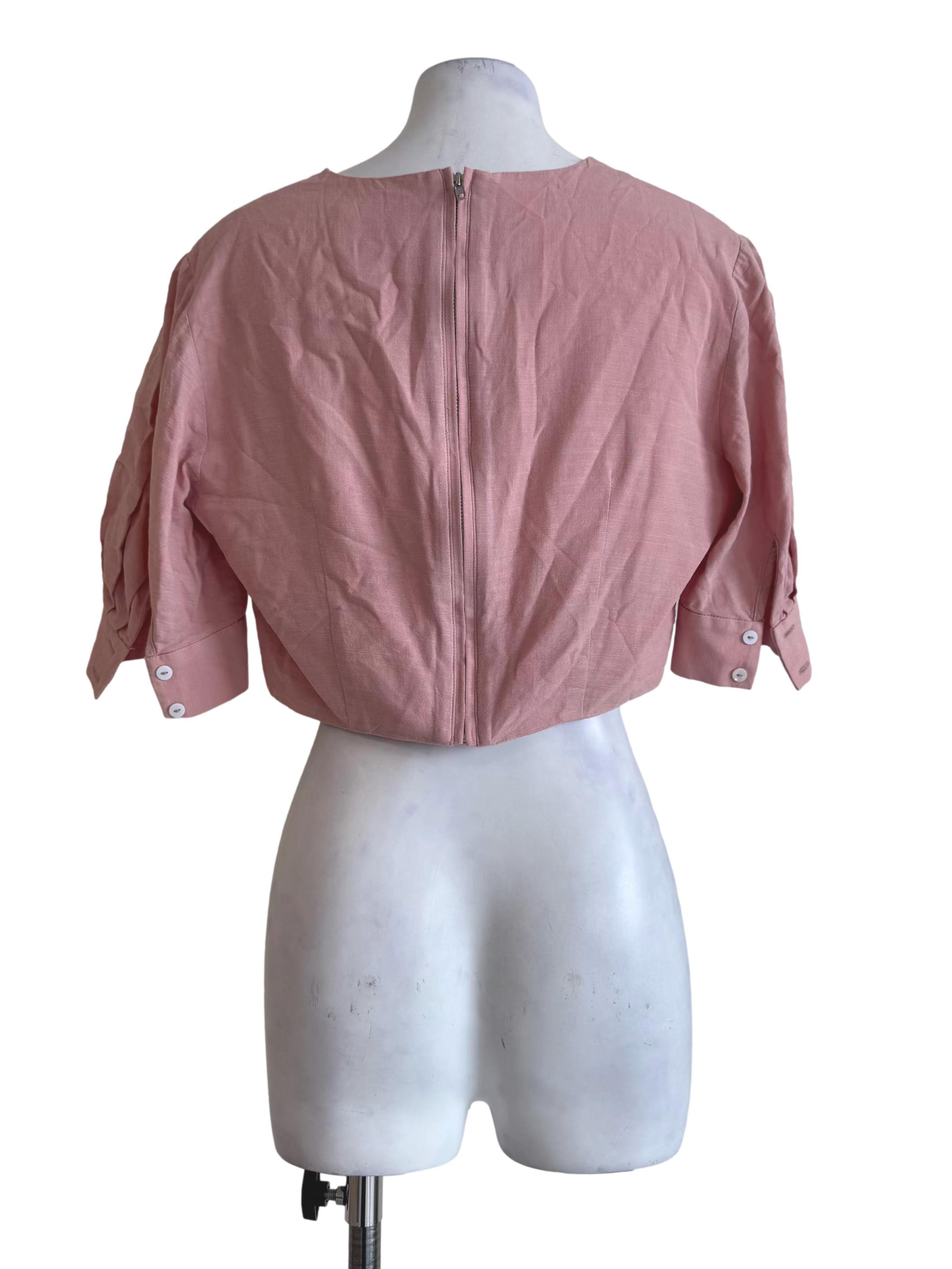 Pink Textured Crop Top OSN