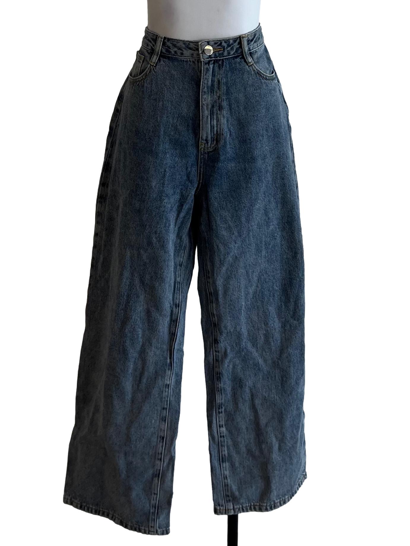 Mid Wash Denim Straight Jeans