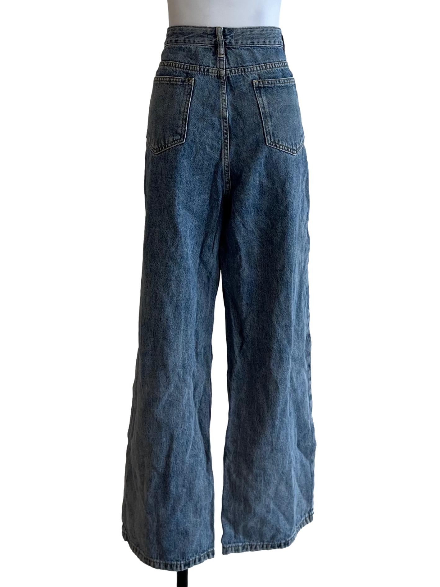 Mid Wash Denim Straight Jeans