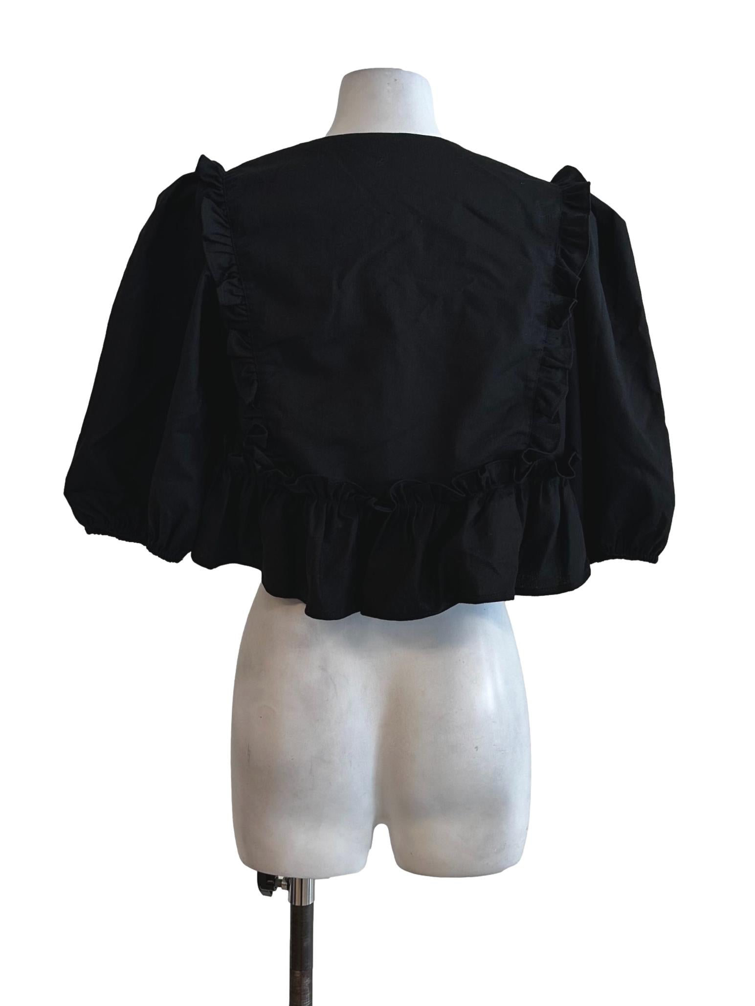 Black Ruffles Pattern Tops