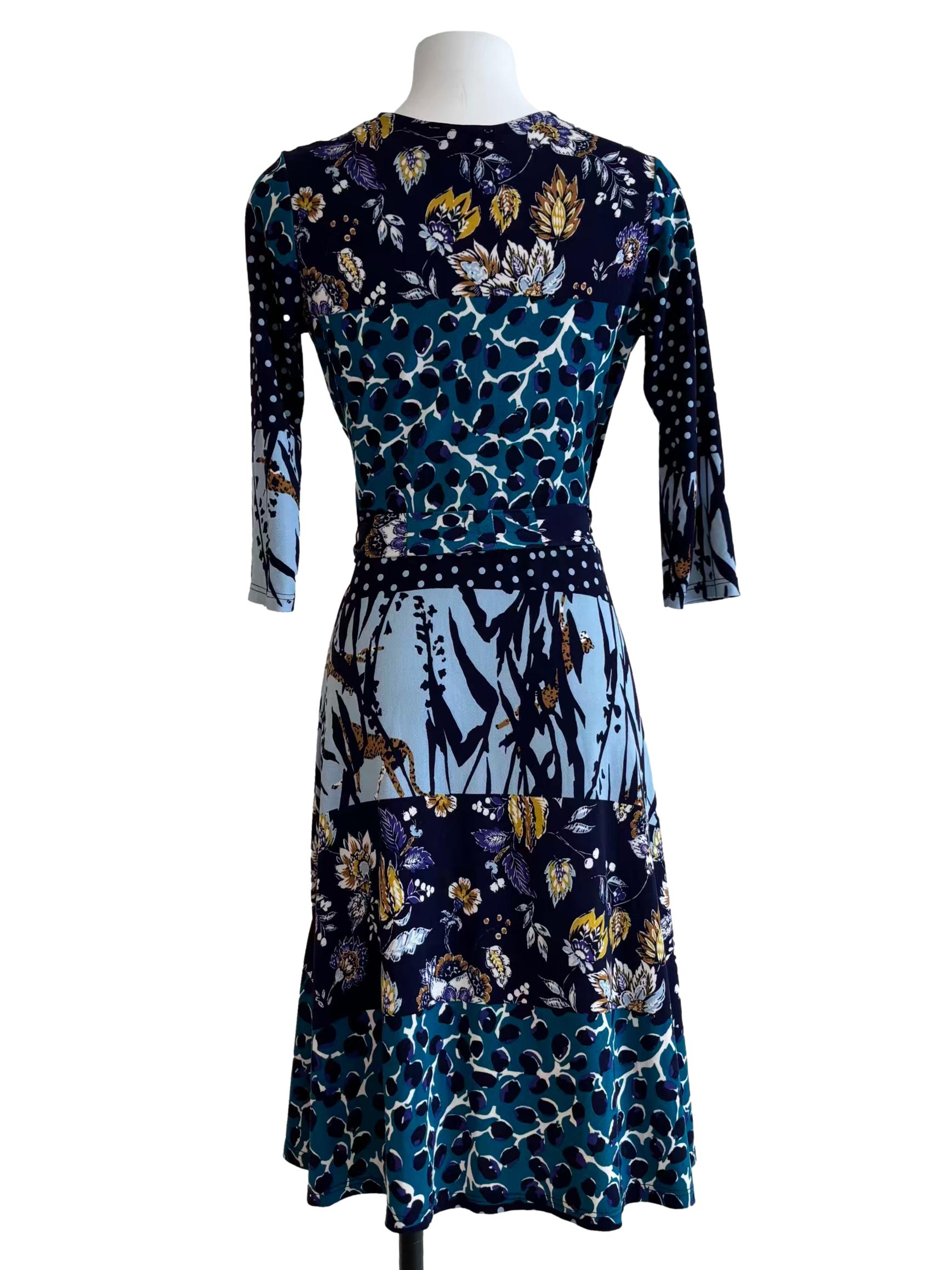 Navy Blue Perfect Wrap Floral Polka Dot Dress CSN
