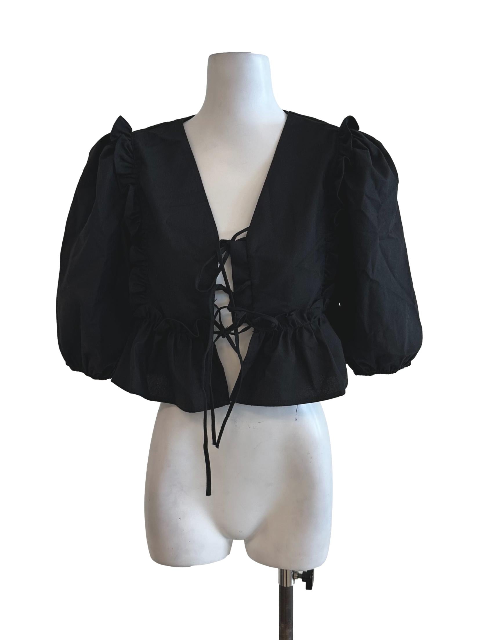 Black Ruffles Pattern Tops