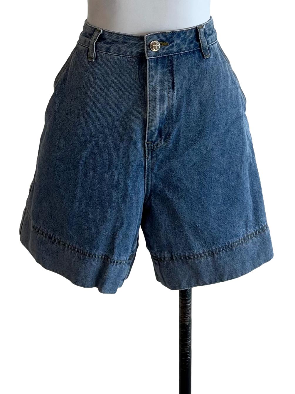 Blue Denim High-Waisted Shorts