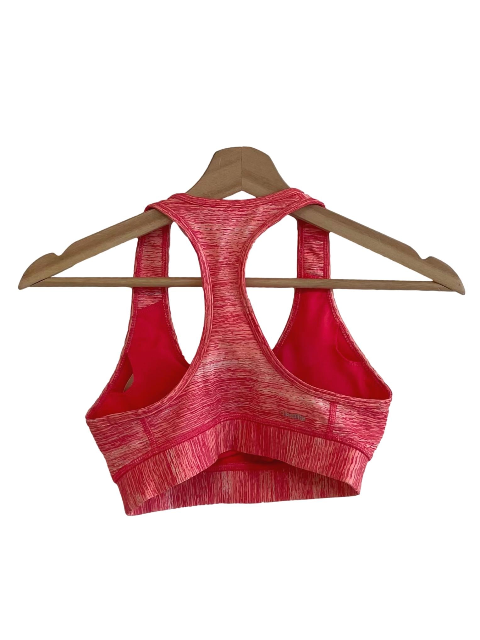 Coral Pink Printed Sports Bra
