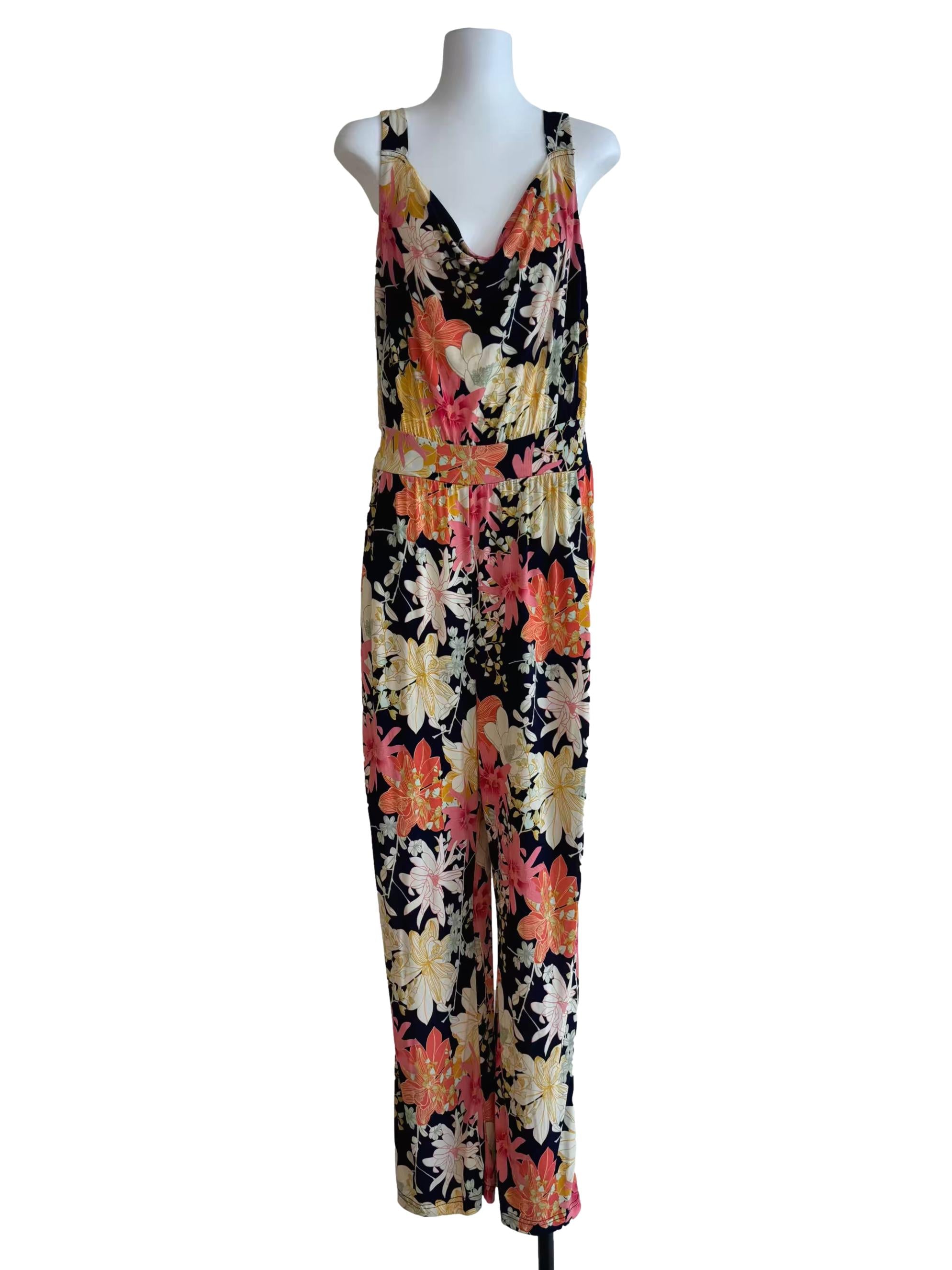 Blue Yellow Floral Sleeveless Isla Jumpsuit CSN