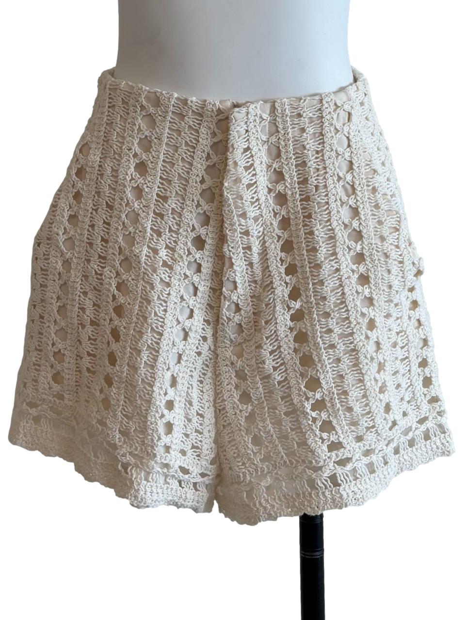 Cream White Crochet Shorts