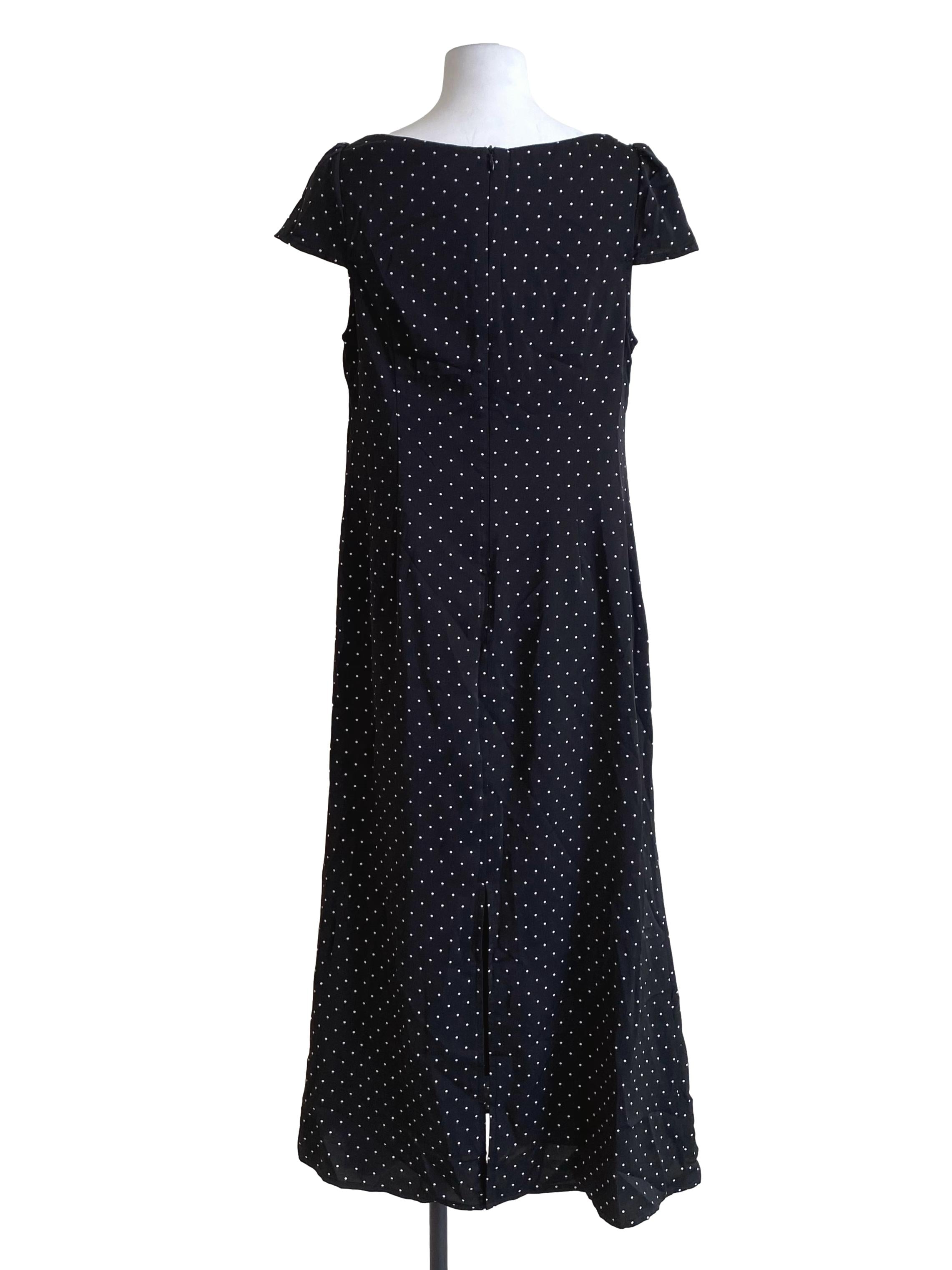 Ebony Black And White Polka Dot Empire Dress