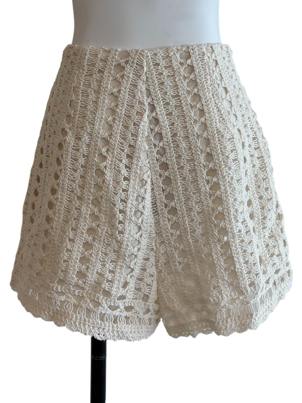 Cream White Crochet Shorts