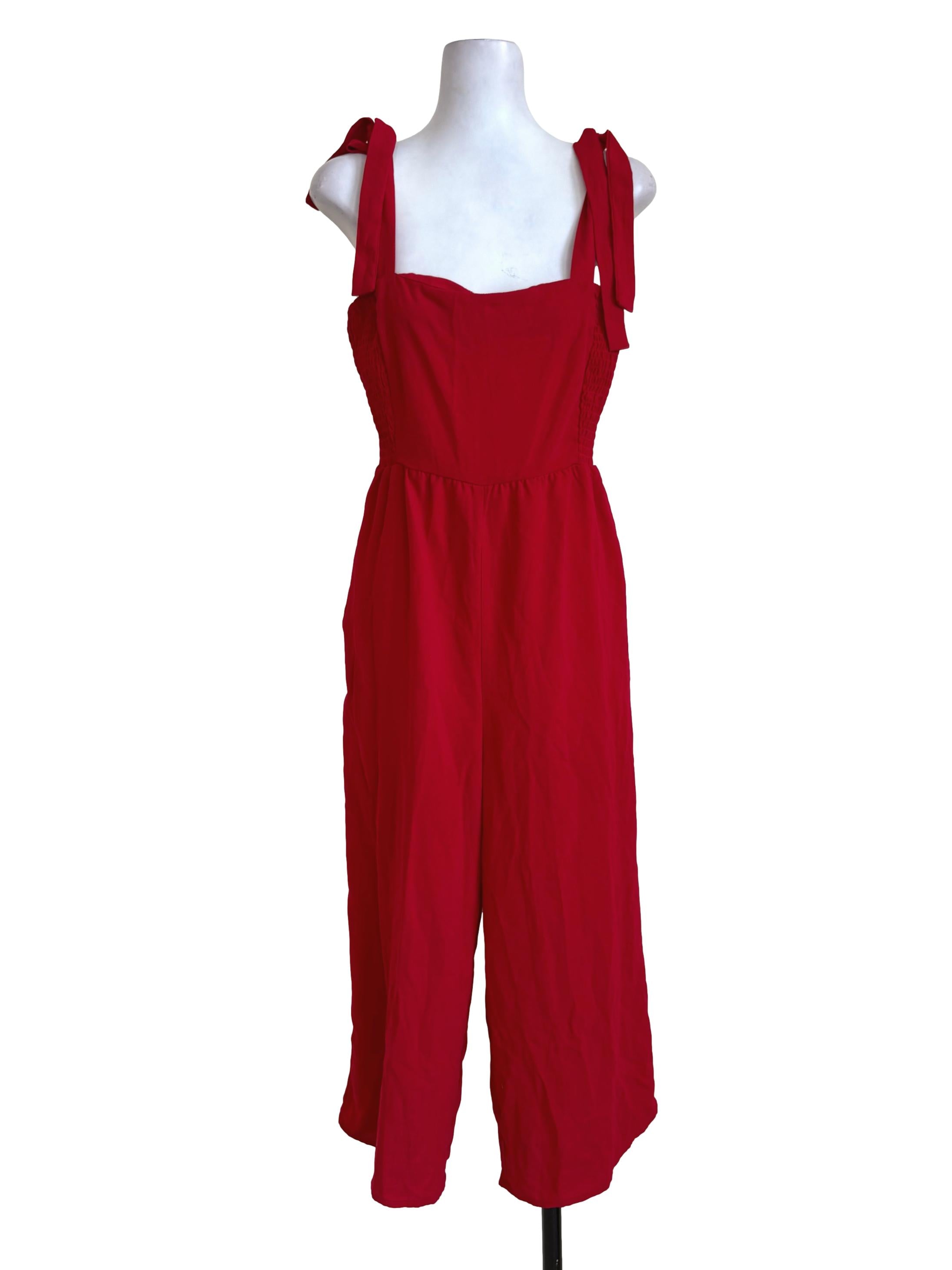 Candy Red Smock Jumpsuit