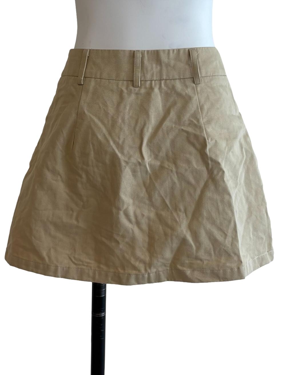 Nude Beige Cargo Mini Skirt