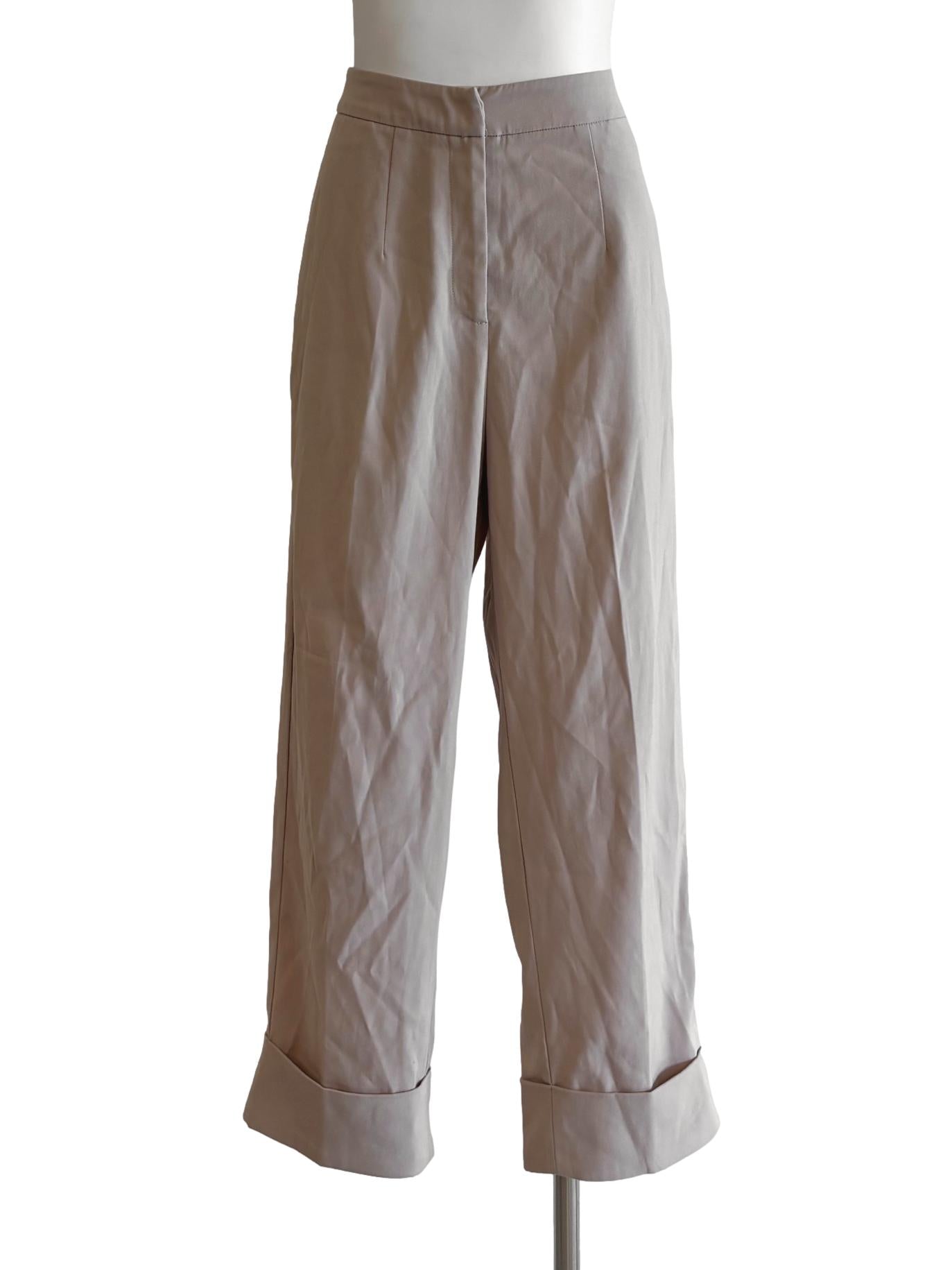 Beige Slim Fit Cropped Pants LB