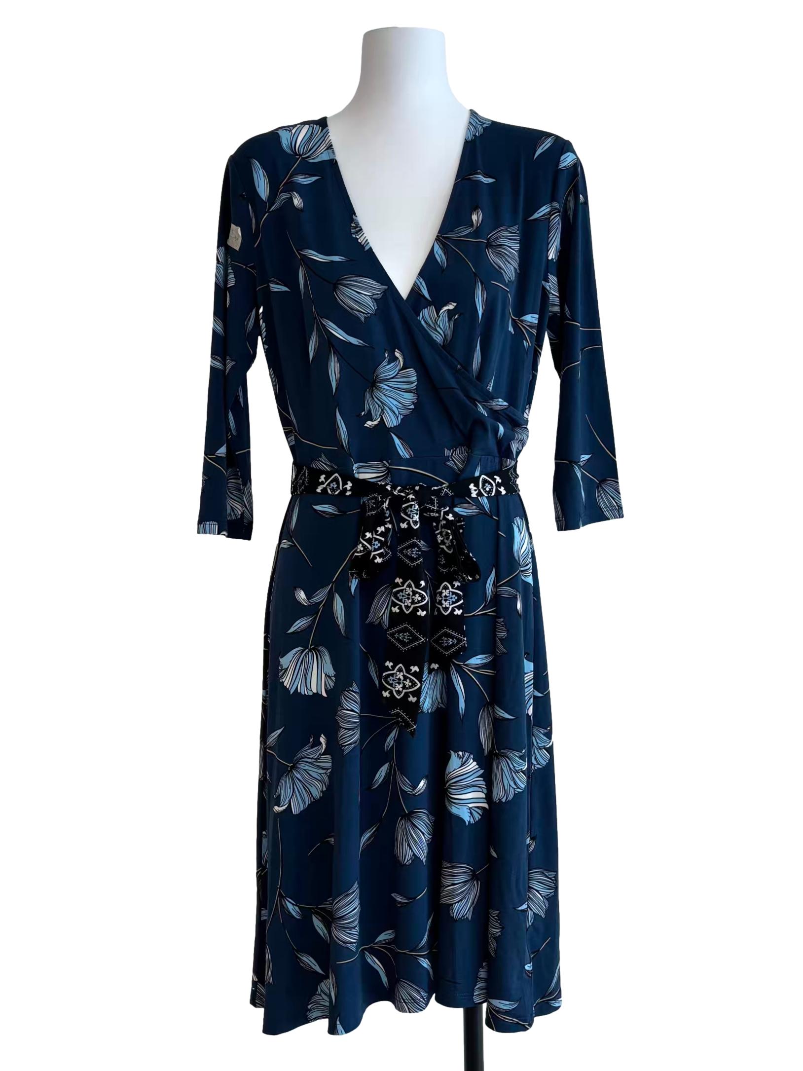 Blue Geo Border Perfect Wrap Dress CSN