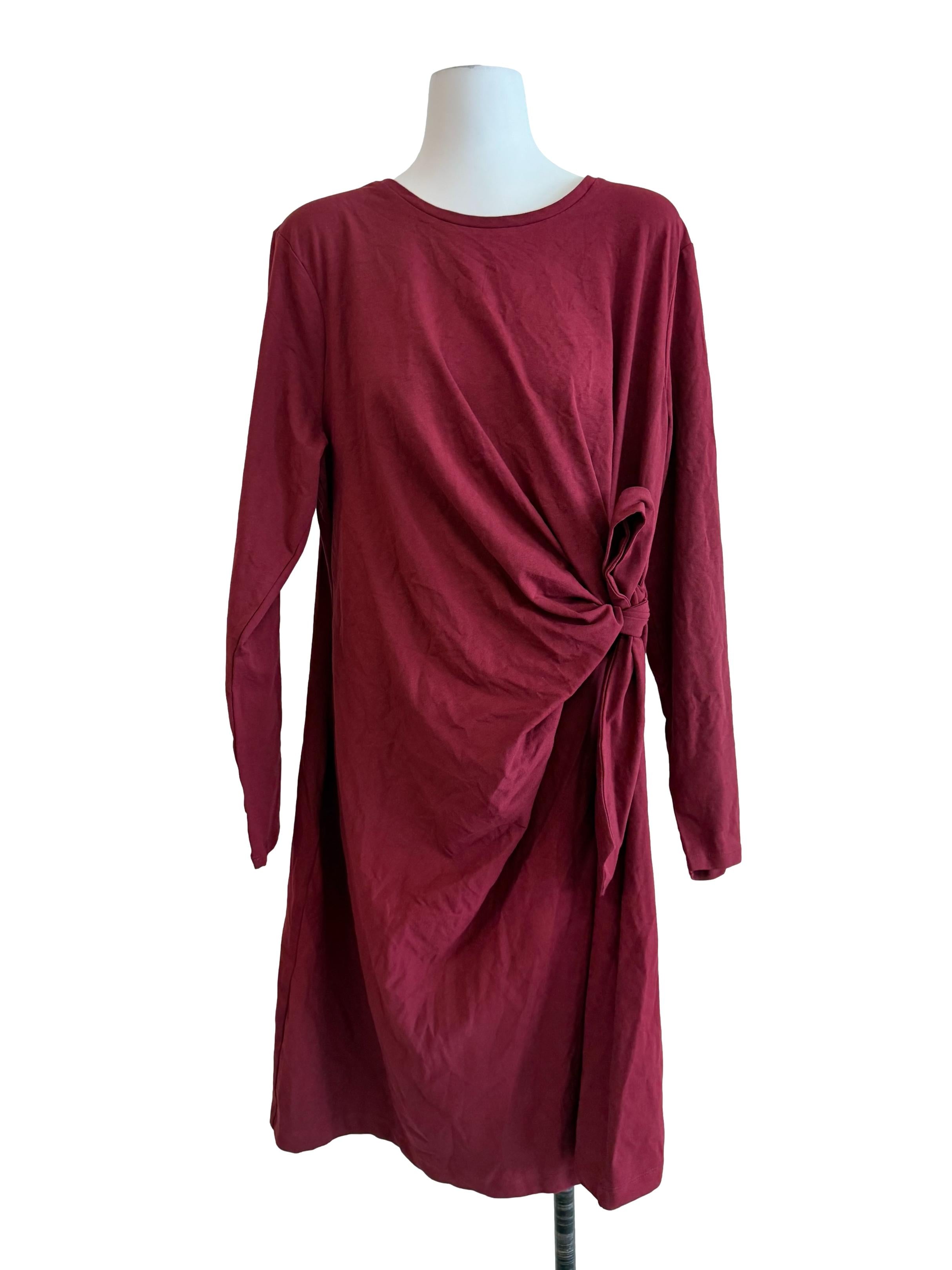 Cherry Red Long Sleeve Shirt Dress