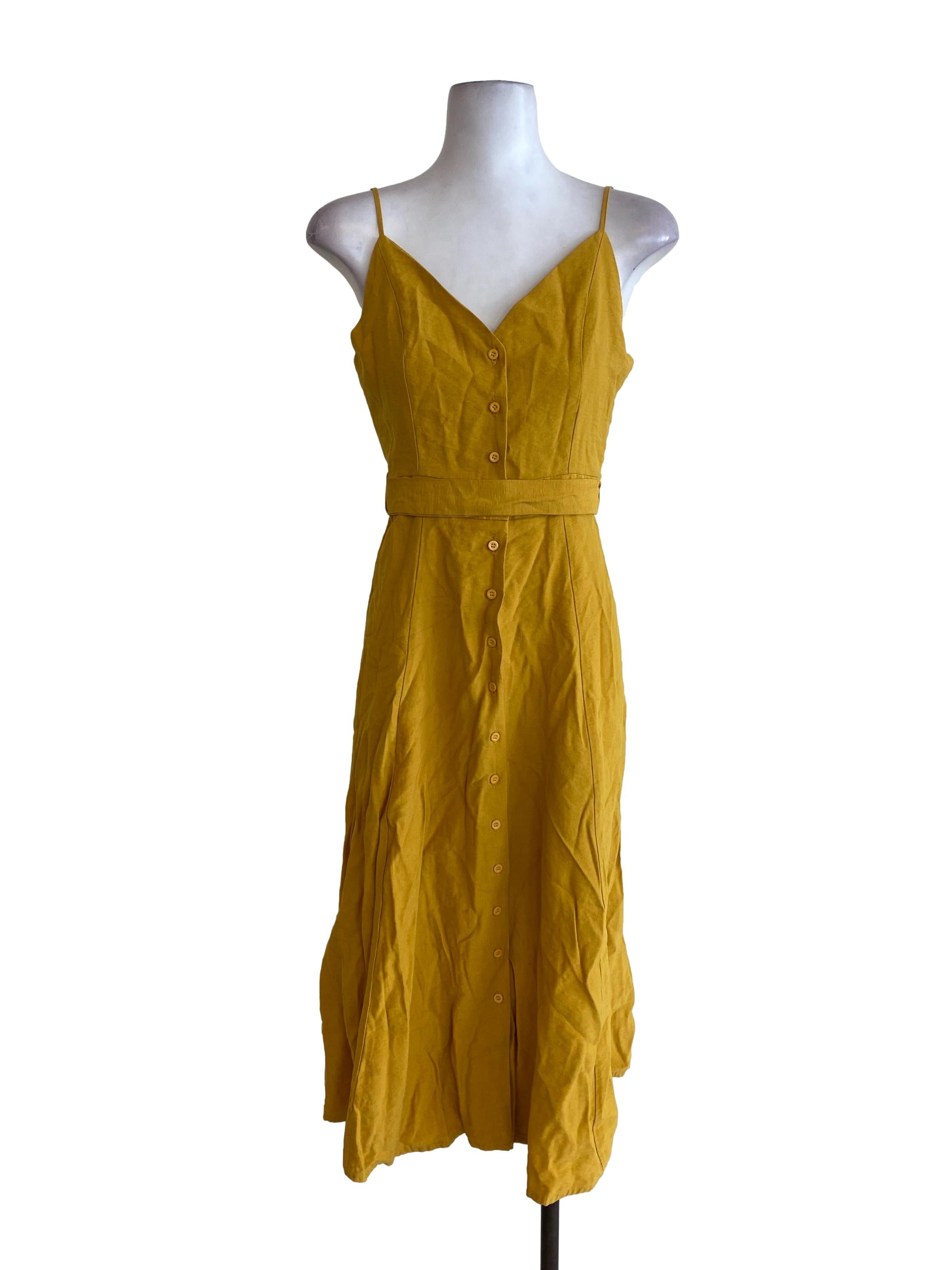 Mustard V Neck Dress
