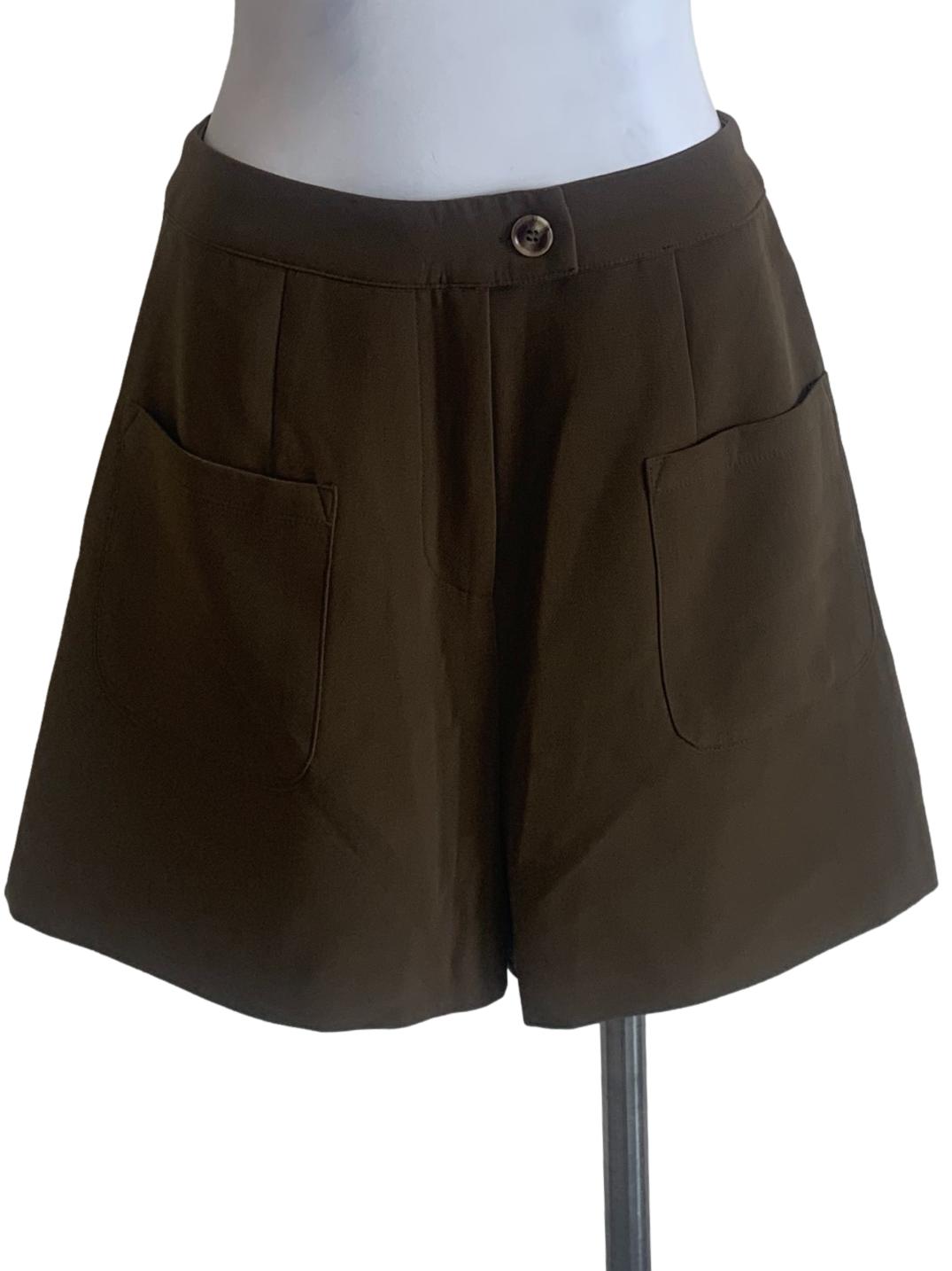 Moss Green Flared Shorts