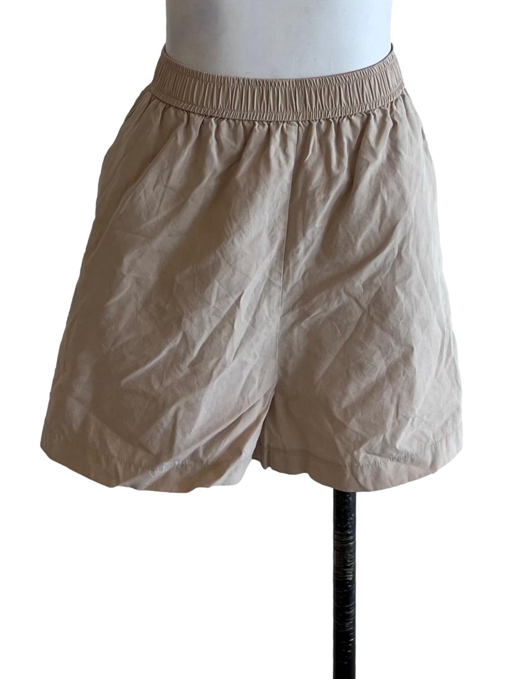 Beige Plain Shorts