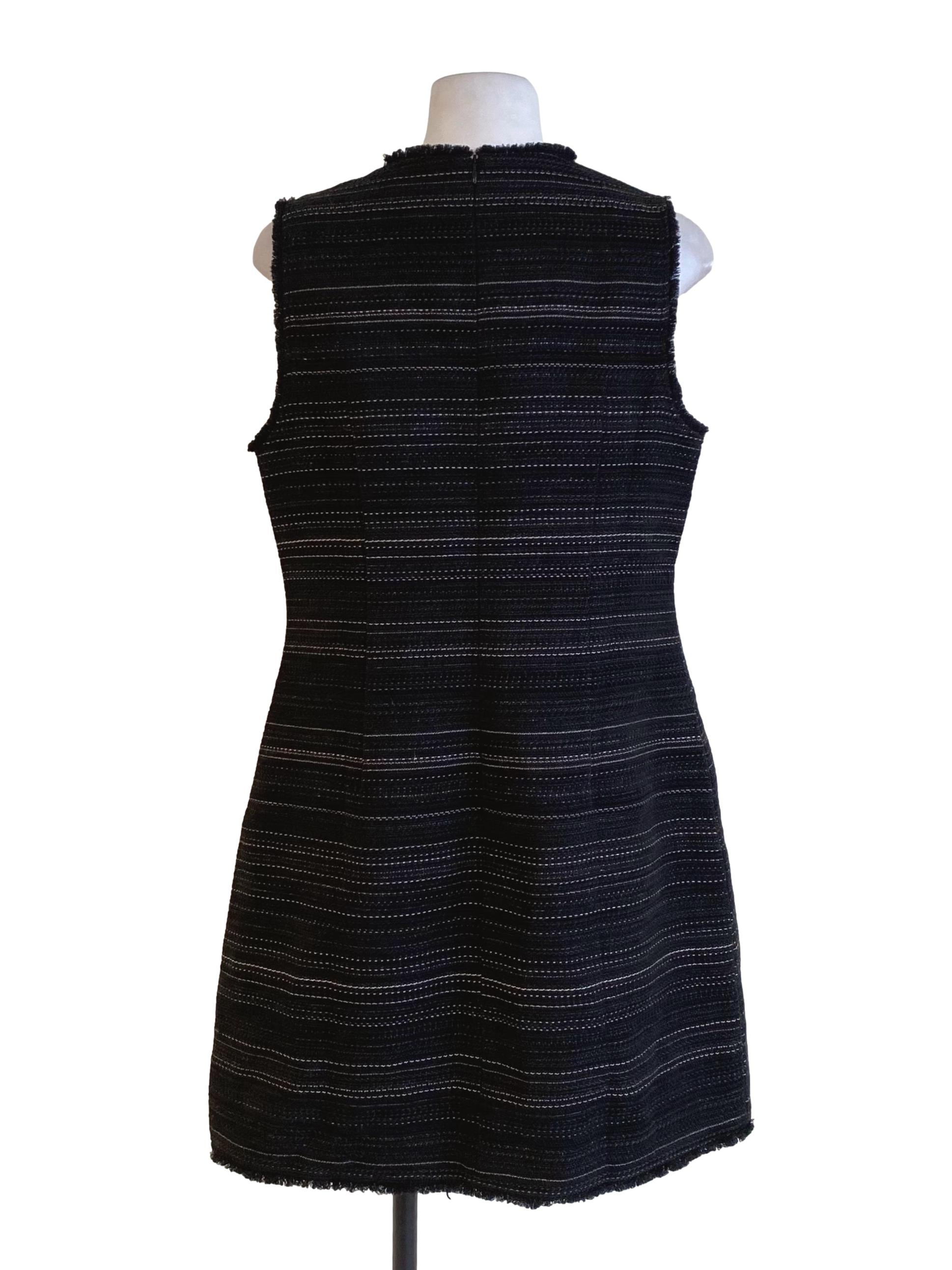 Grease Black And White Padded Frayed Button Pocket Dress