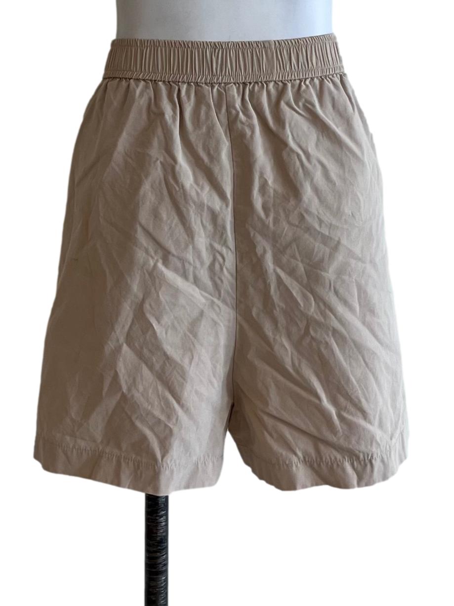 Beige Plain Shorts