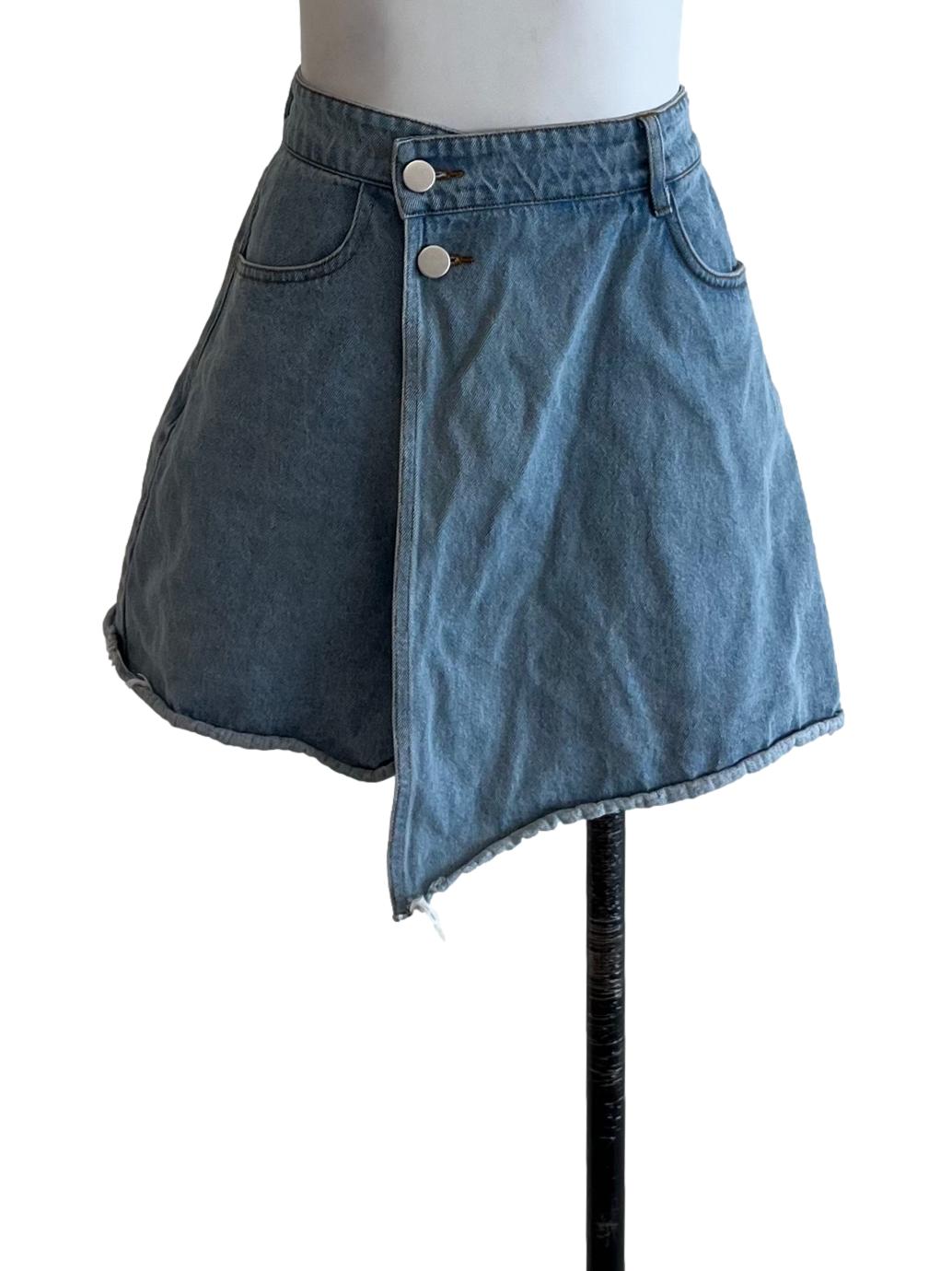 Blue Denim High-Waisted Shorts