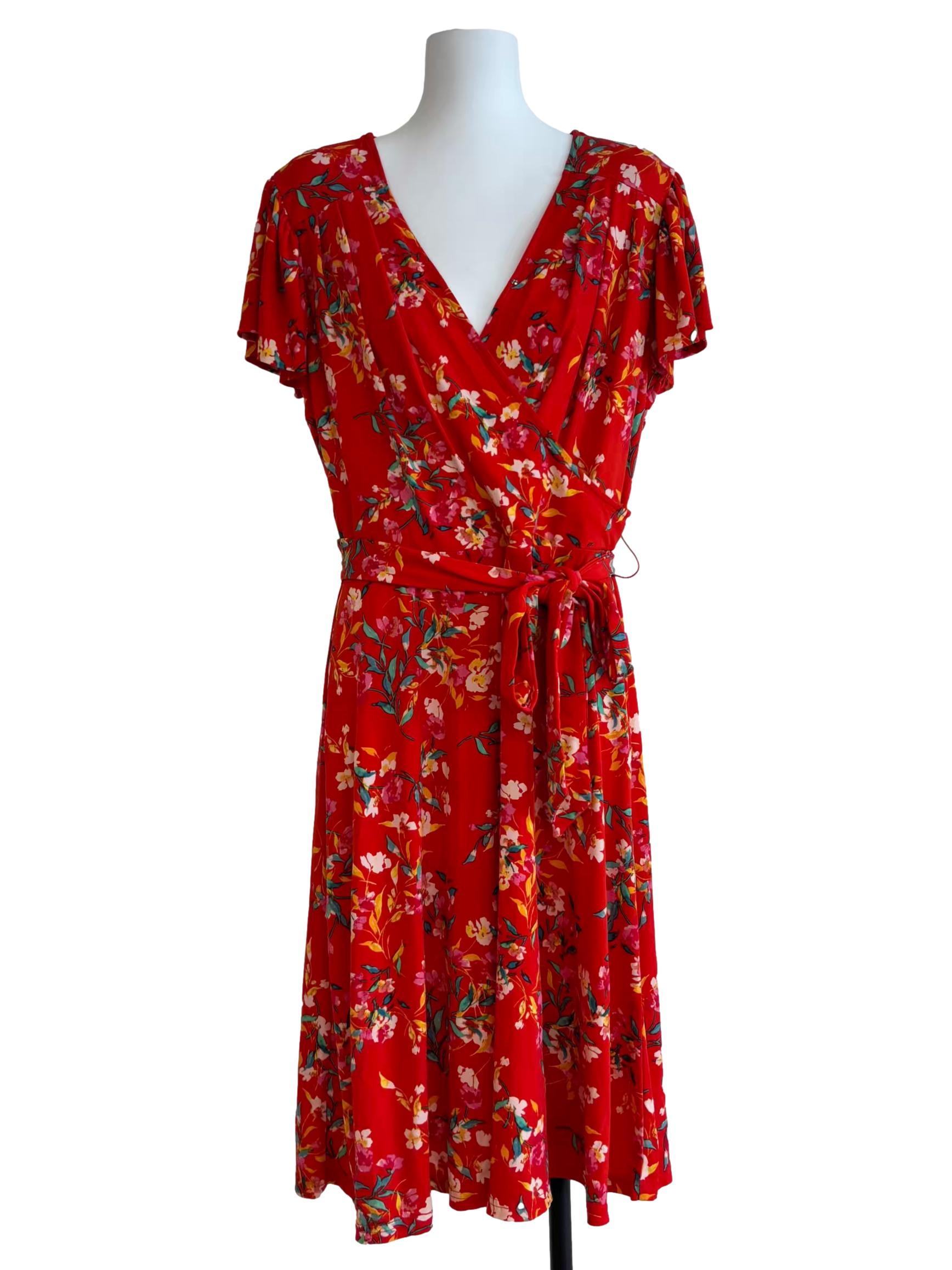 Candy Red Floral Short Sleeve Monique Dress CSN