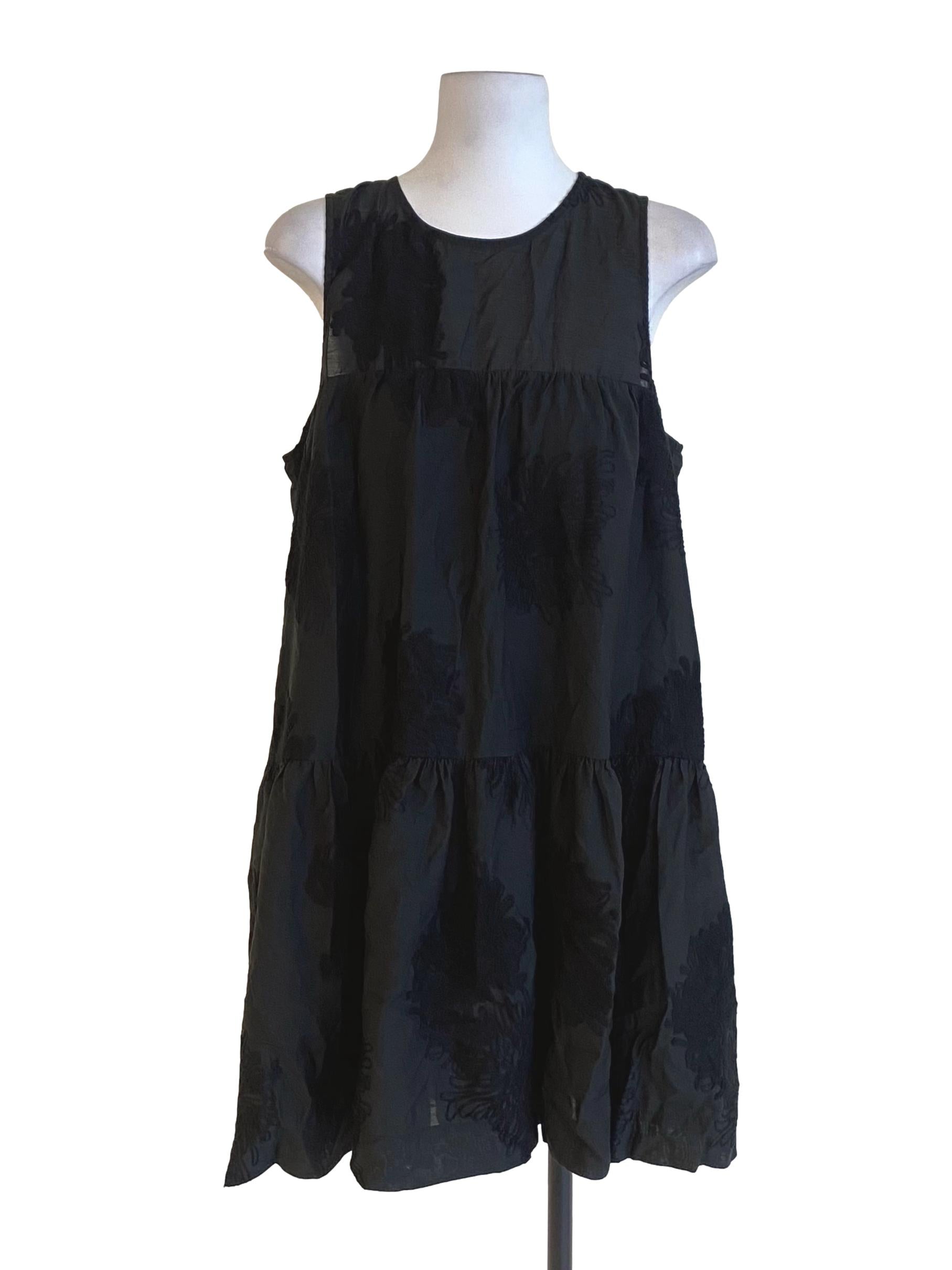 Pitch Black Embroidery Drop Waist Dress LB