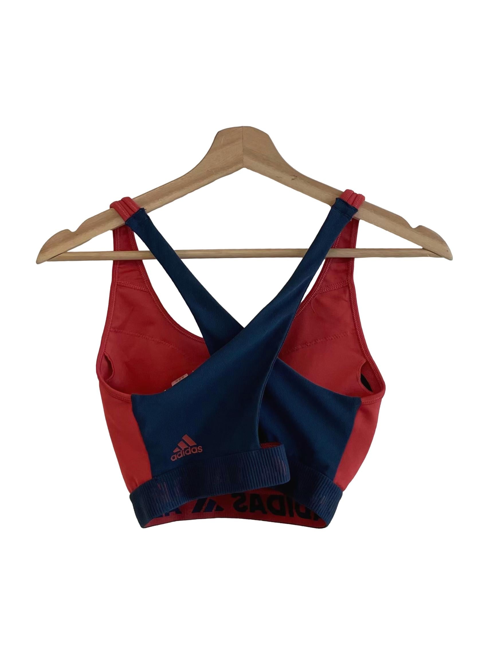 Red & Navy Three Stripes Sports Bra
