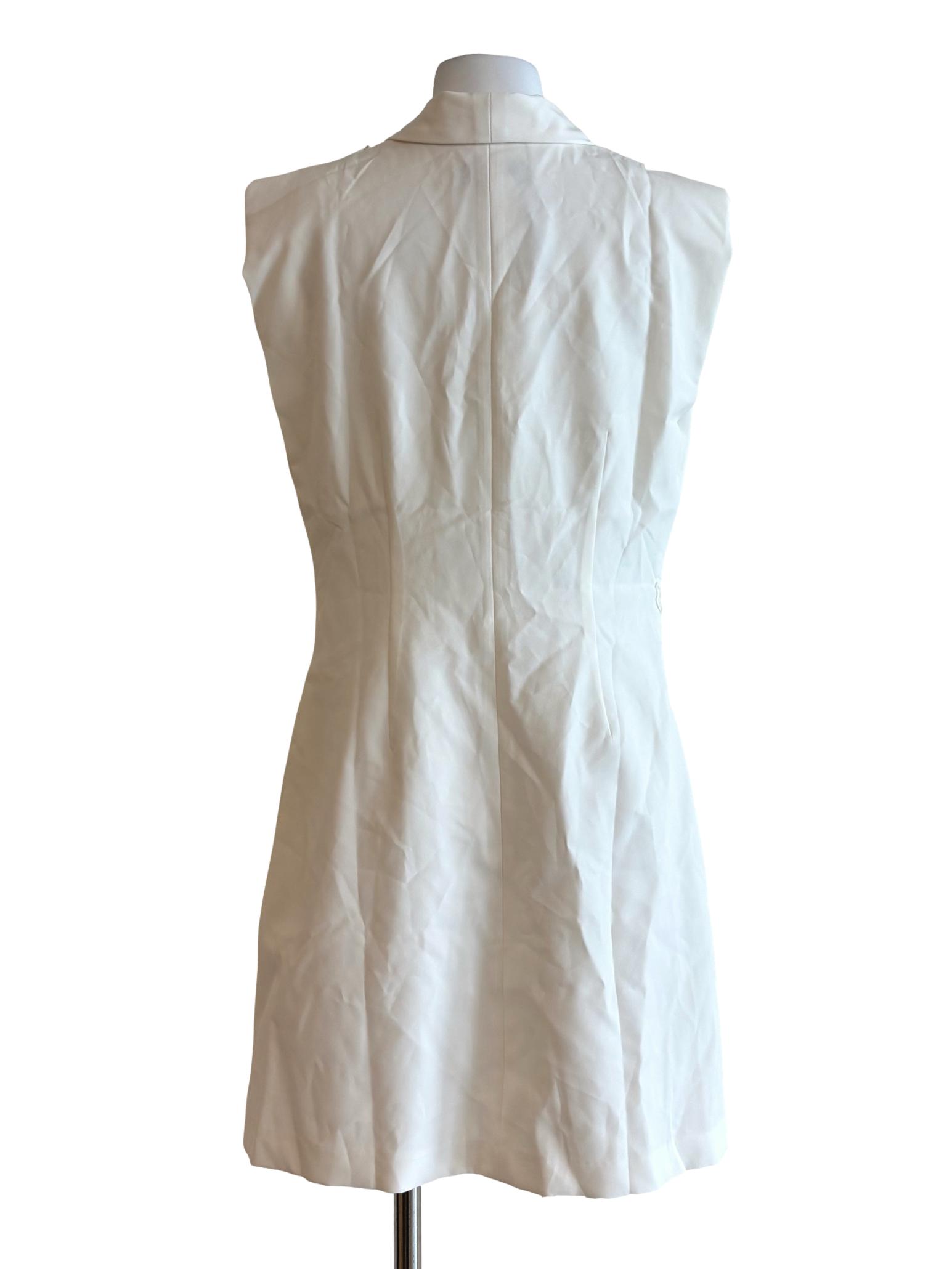 Powder White Sleeveless Coat Dress LB