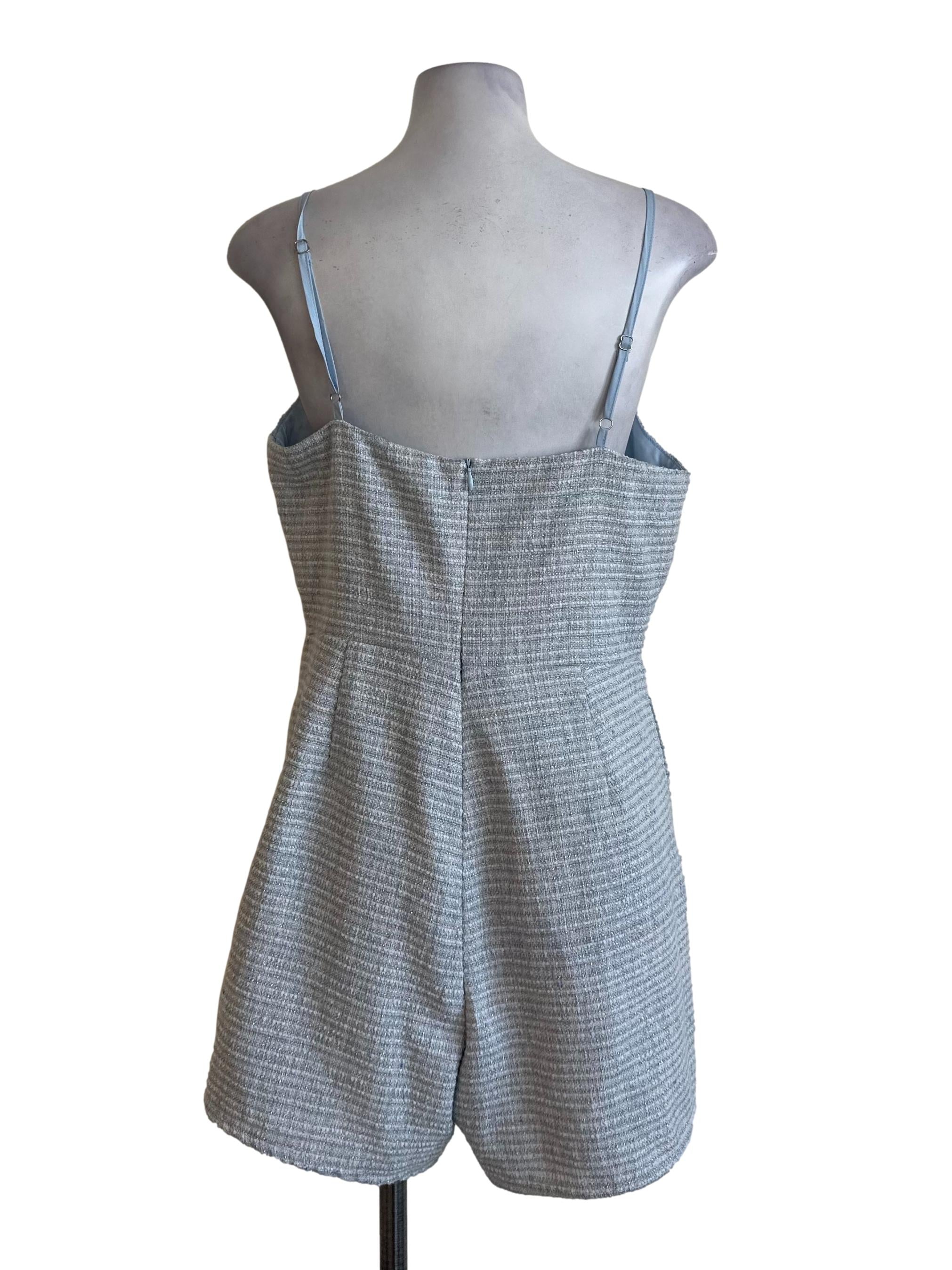 Light Blue Tweed Textured Rompers