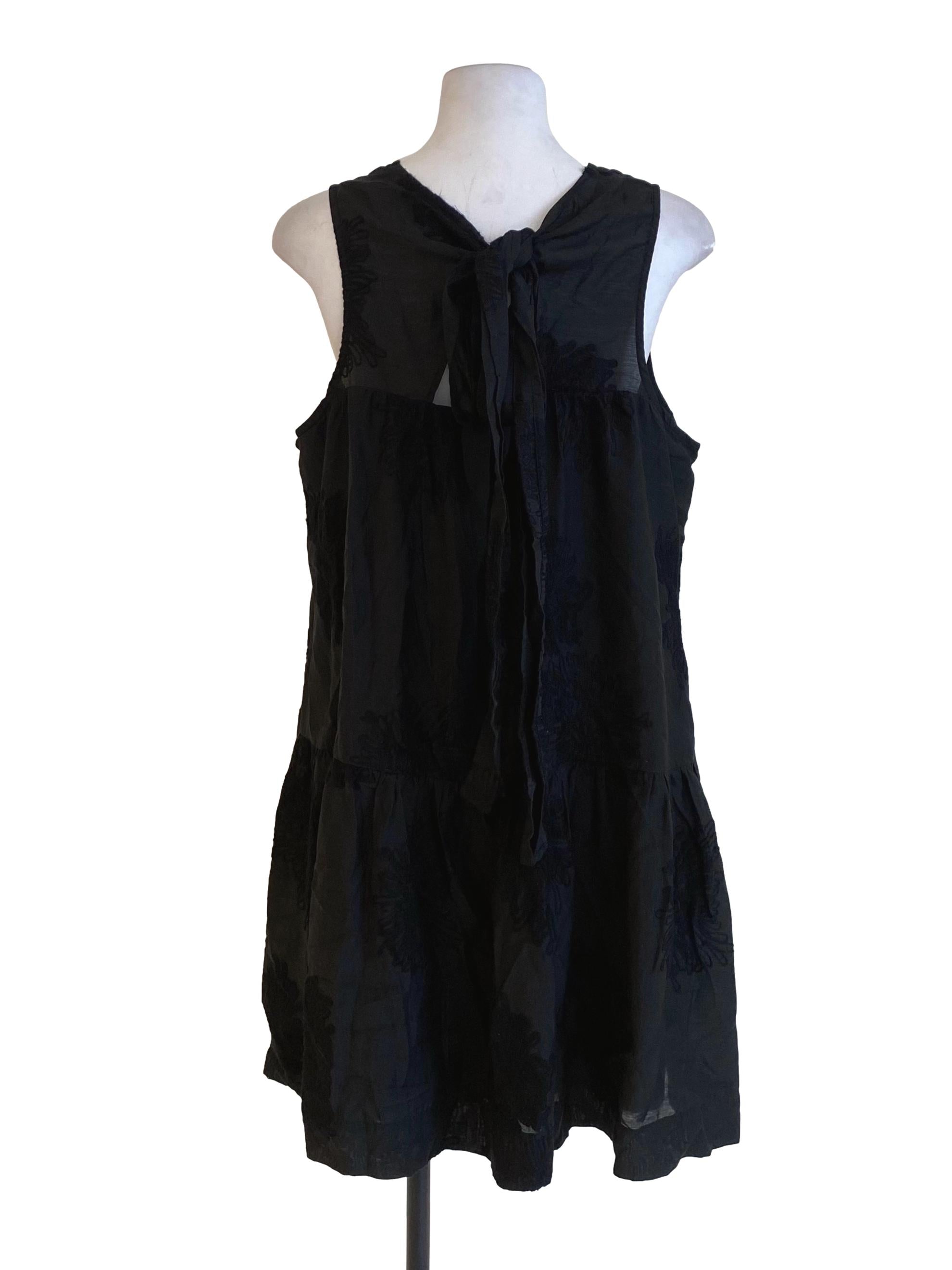 Pitch Black Embroidery Drop Waist Dress LB
