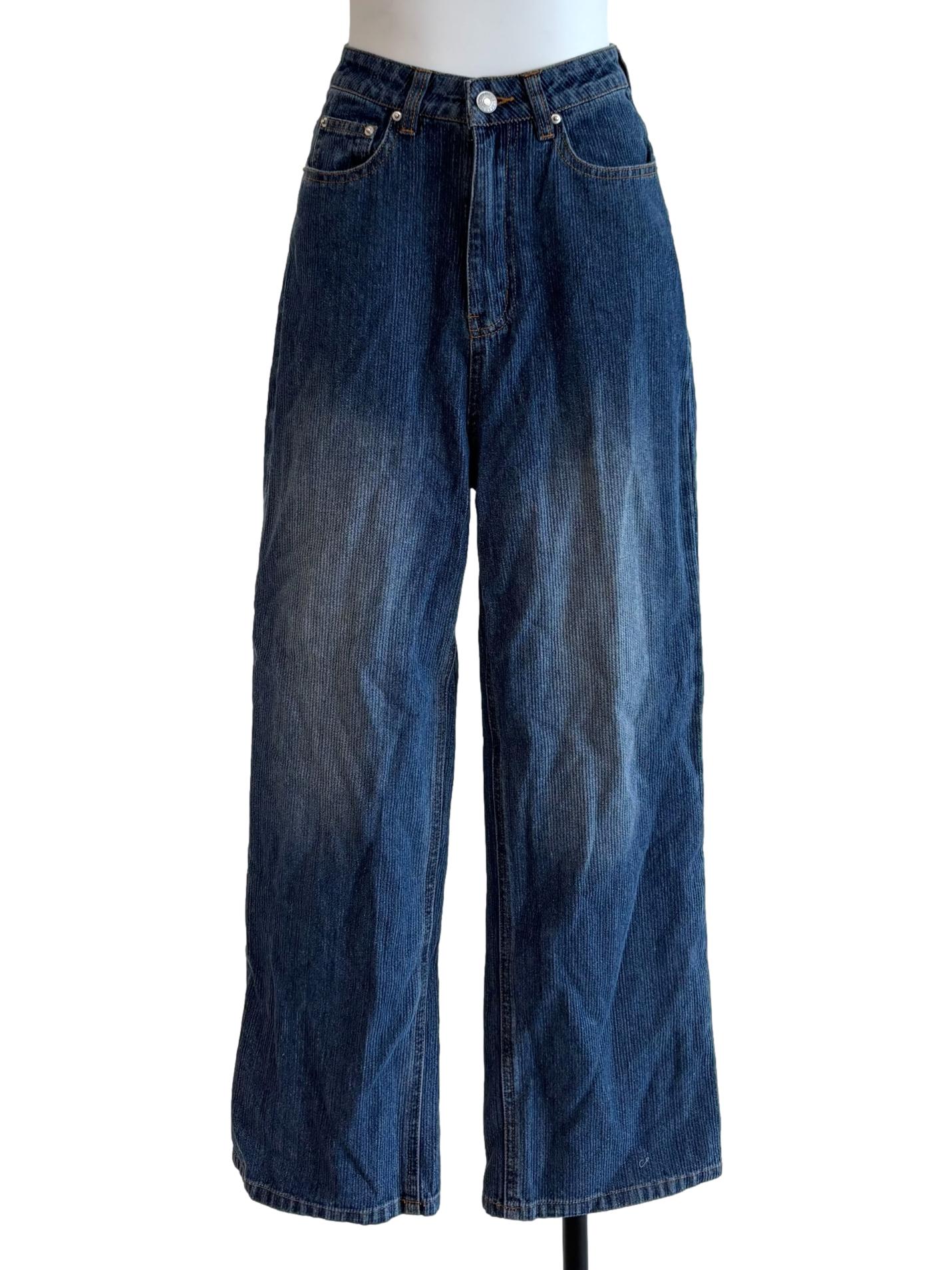 Dark Denim Blue Wide Jeans