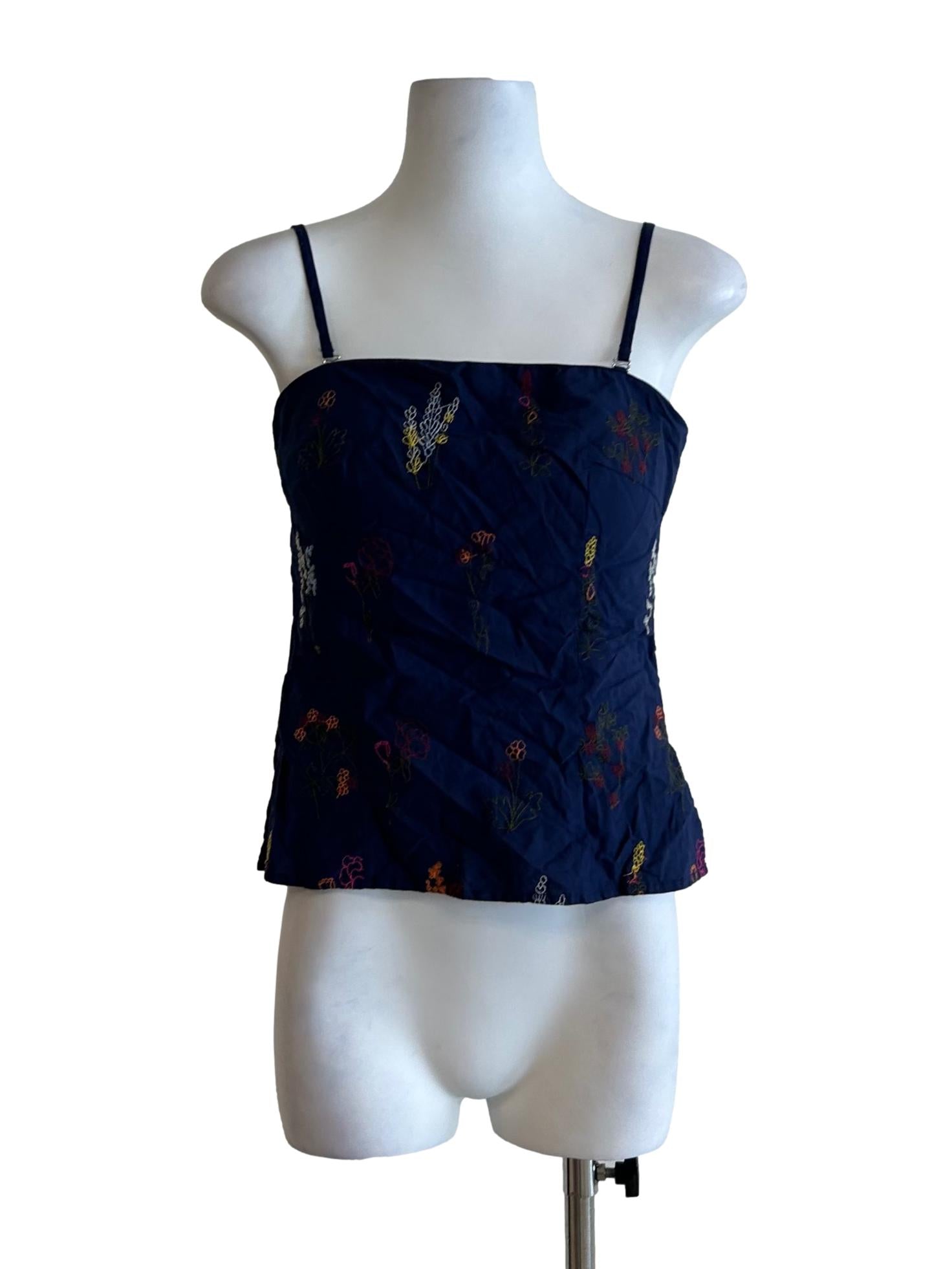 Royal Blue Floral Embroidered Top