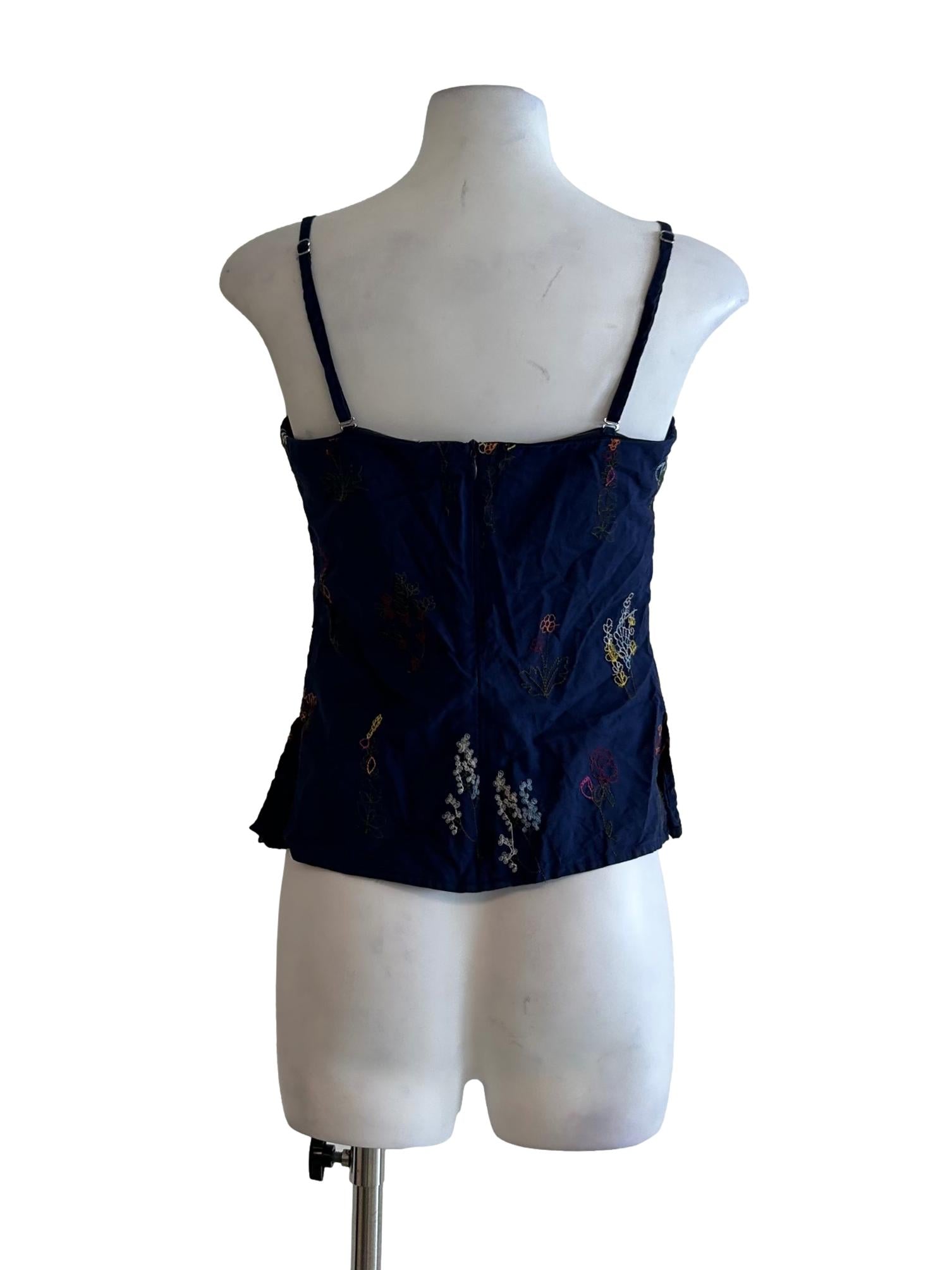 Royal Blue Floral Embroidered Top