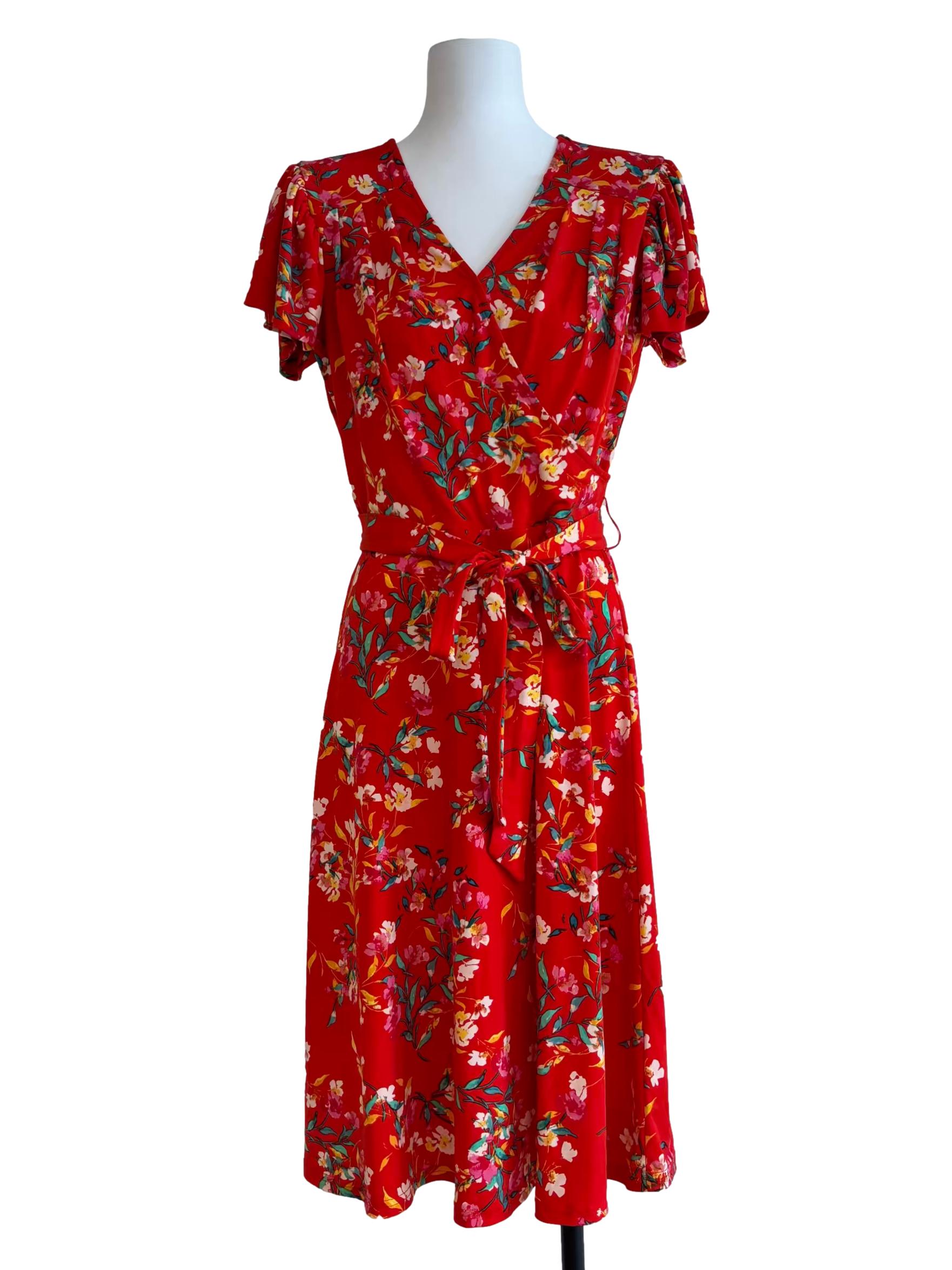 Candy Red Floral Short Sleeve Monique Dress CSN