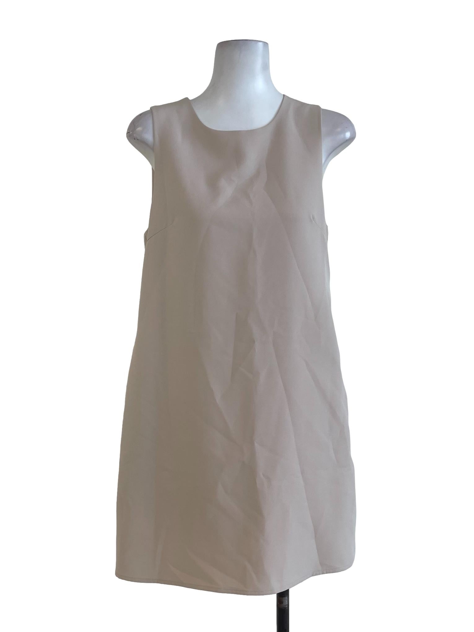 Cream Plain Mini Dress