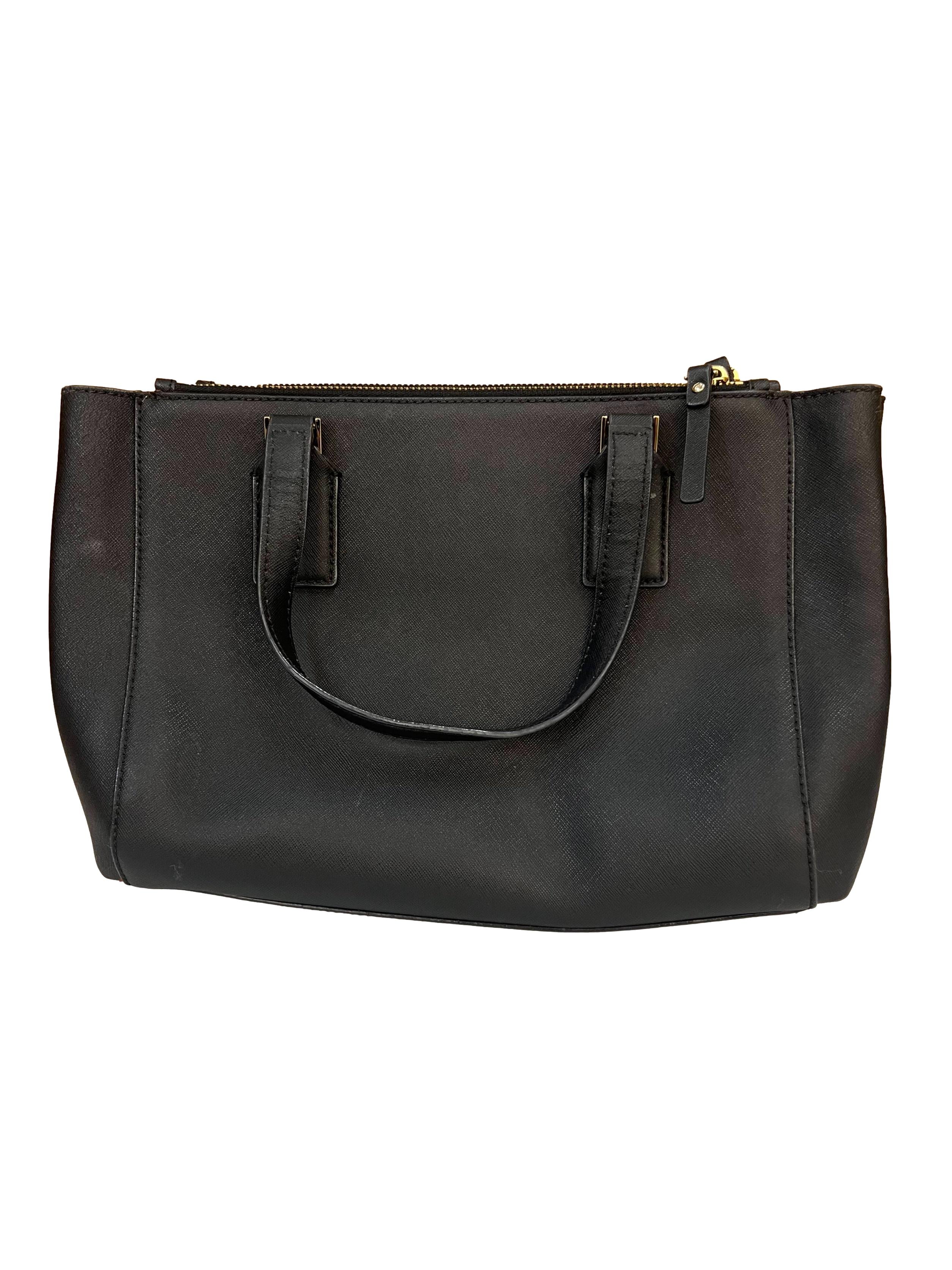 Black Leather Two Way Tote Bag CSN