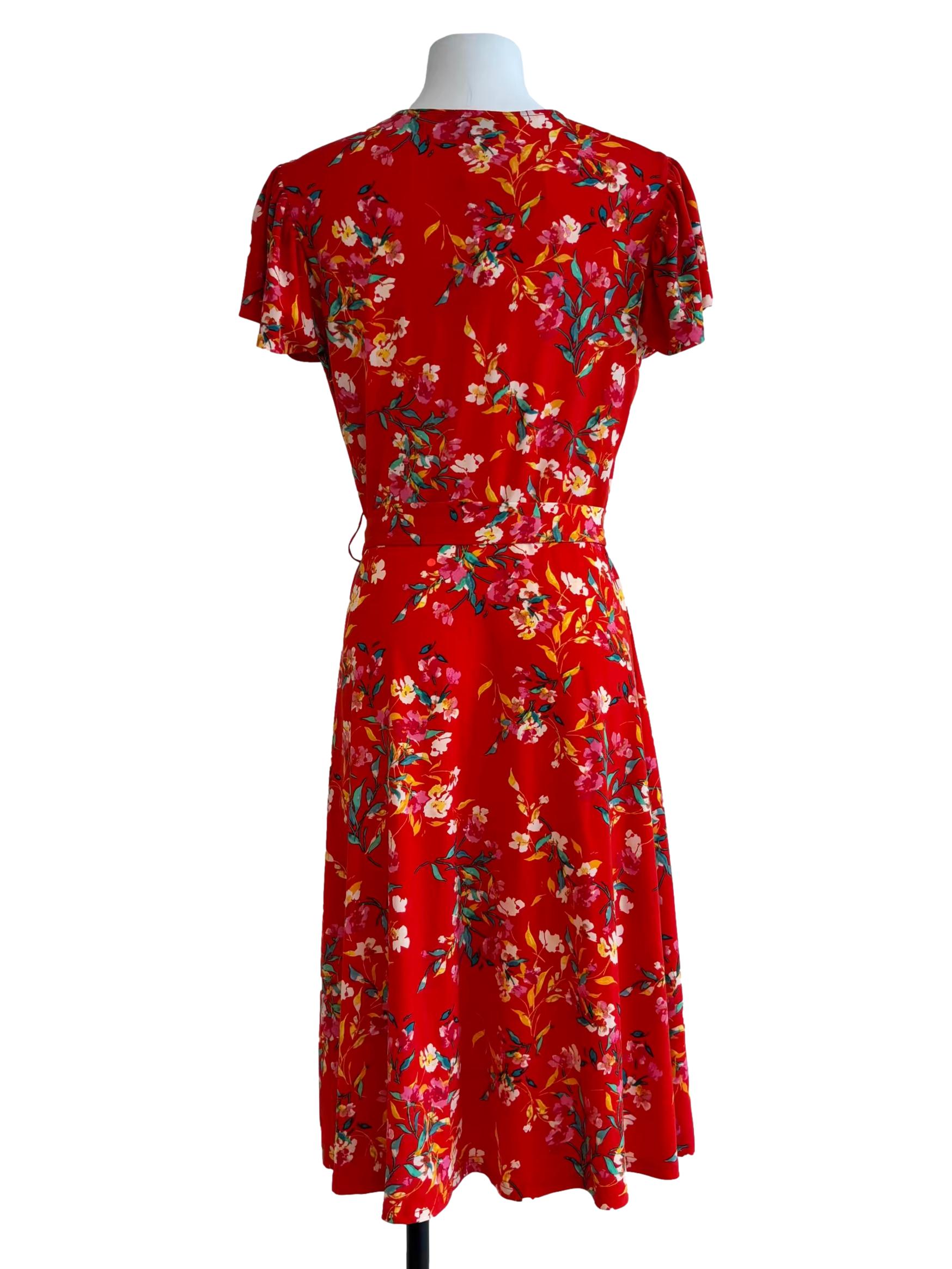 Candy Red Floral Short Sleeve Monique Dress CSN