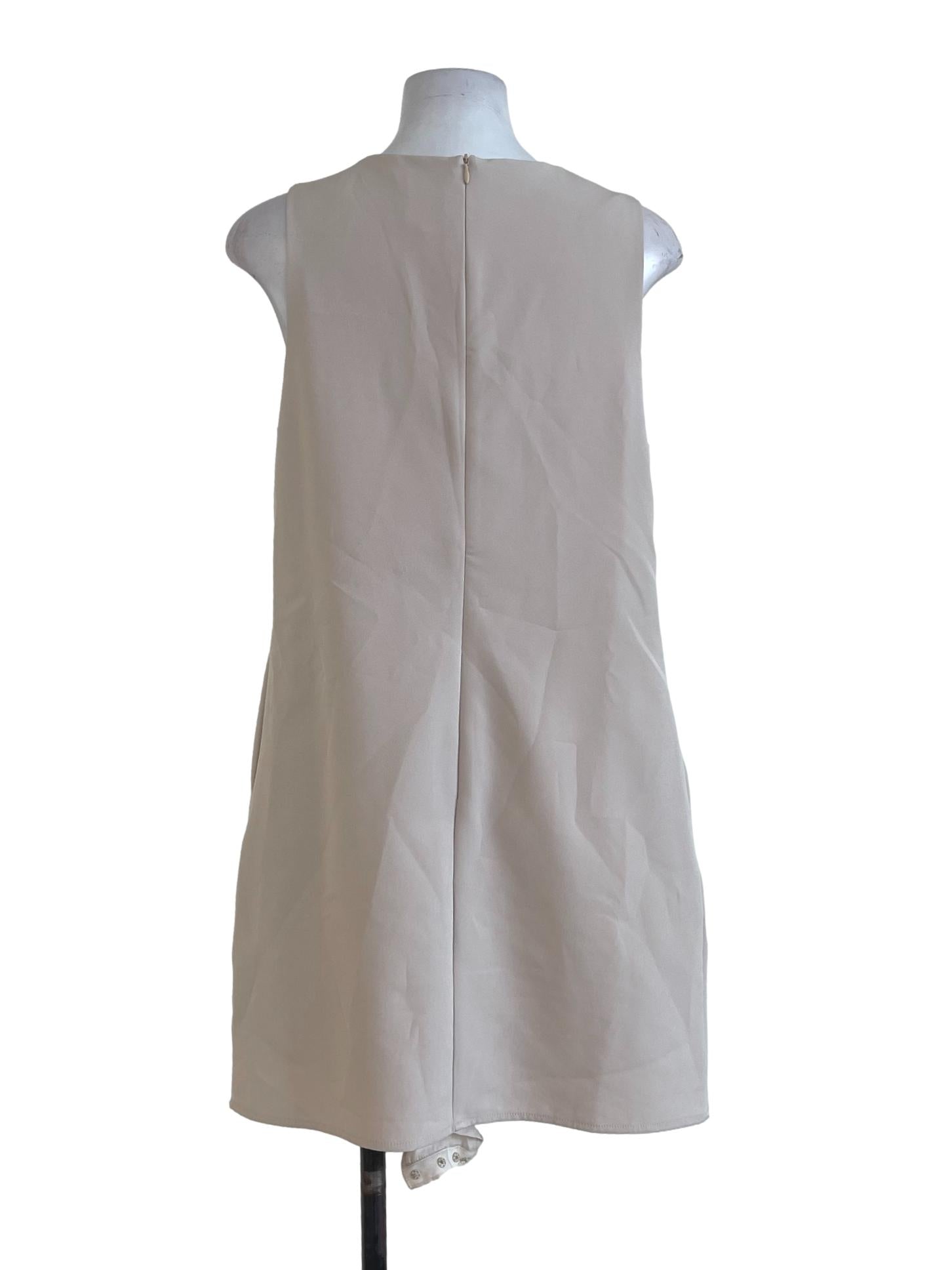 Cream Plain Mini Dress